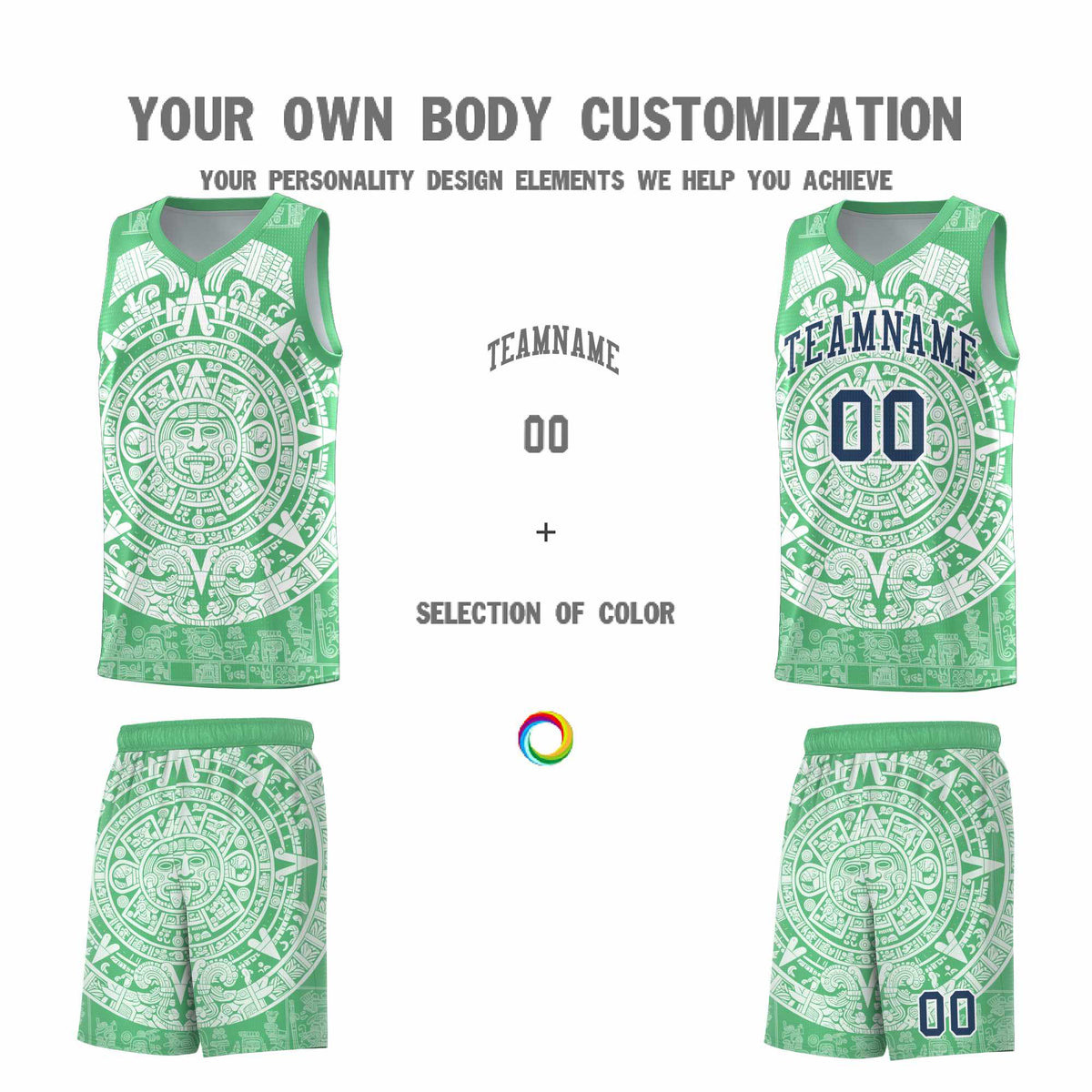 Custom Youth Basketball Jerseys White Aztec Sun Stone Design Team Uniform