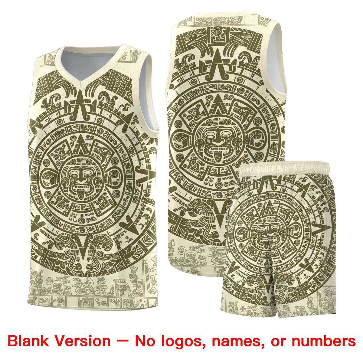 Custom Youth Basketball Jerseys Olive Aztec Sun Stone Personalized Uniform