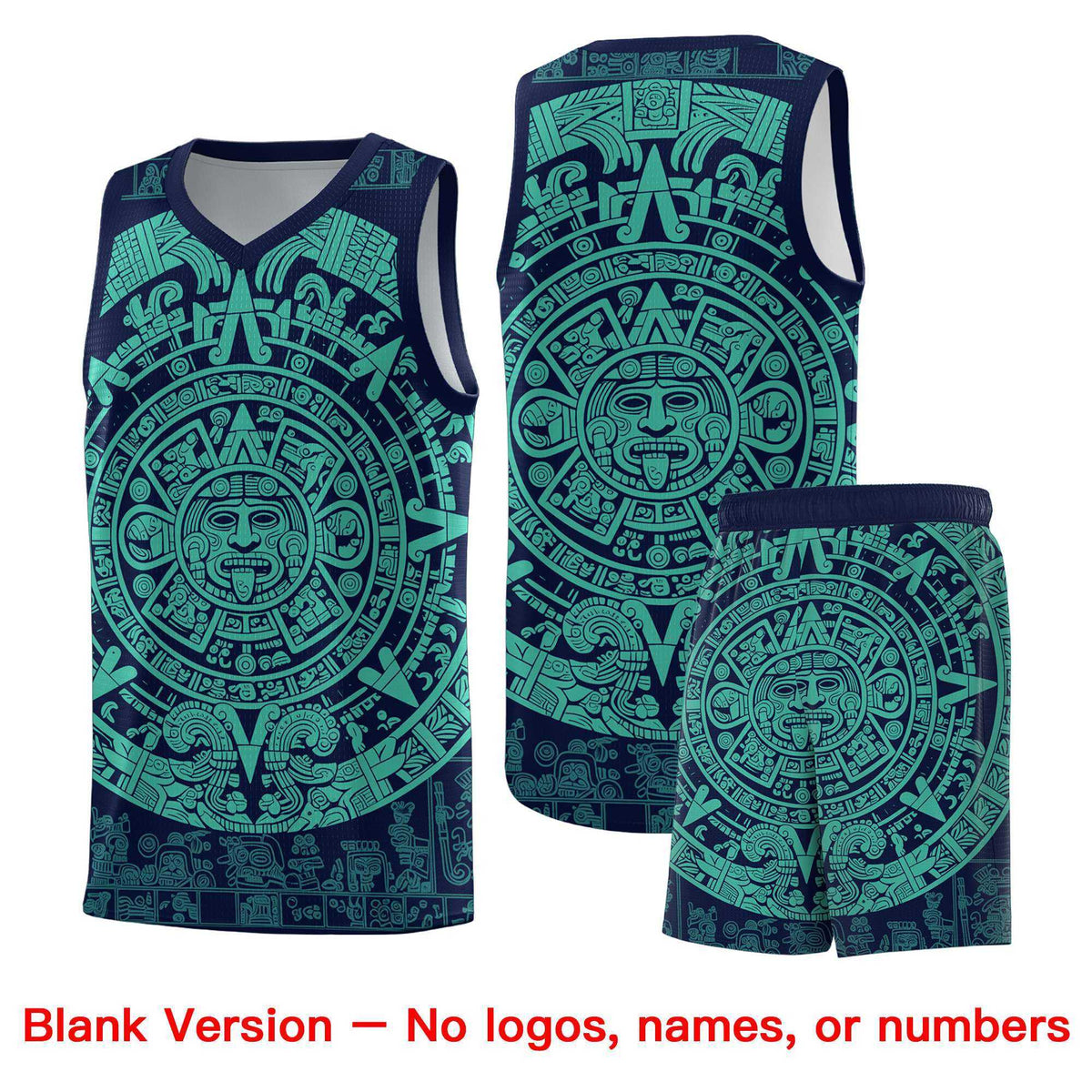 Custom Youth Basketball Jerseys Aqua Aztec Sun Stone Personalized Uniform