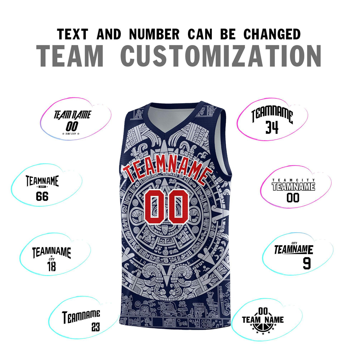 Custom Youth Basketball Jerseys White Aztec Sun Stone Design Team Uniform