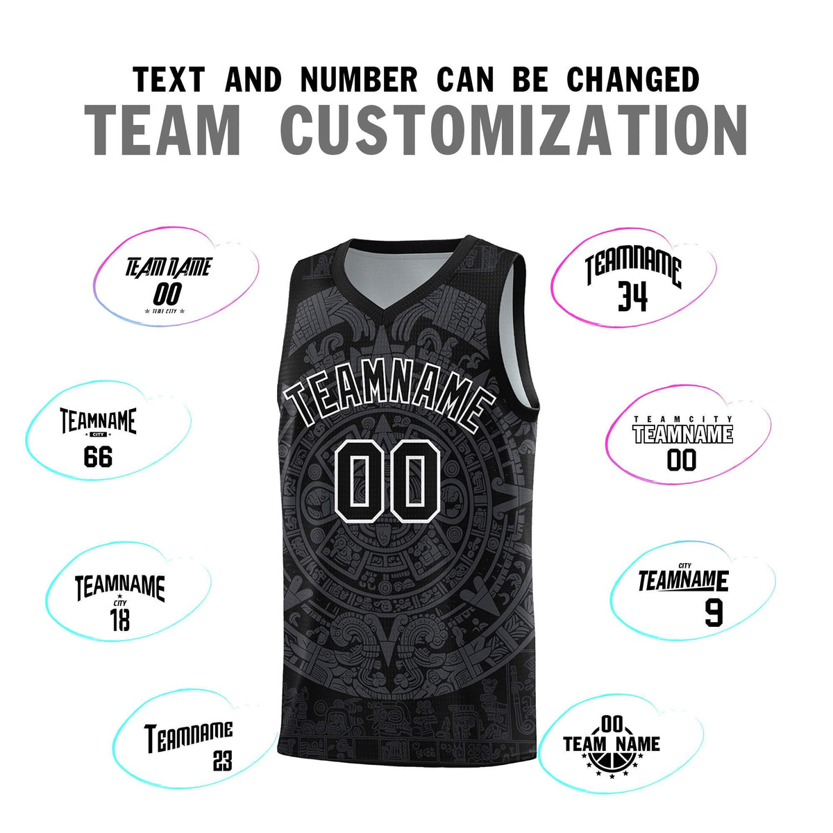Custom Youth Basketball Jerseys Gray Aztec Sun Stone Design Team Uniform
