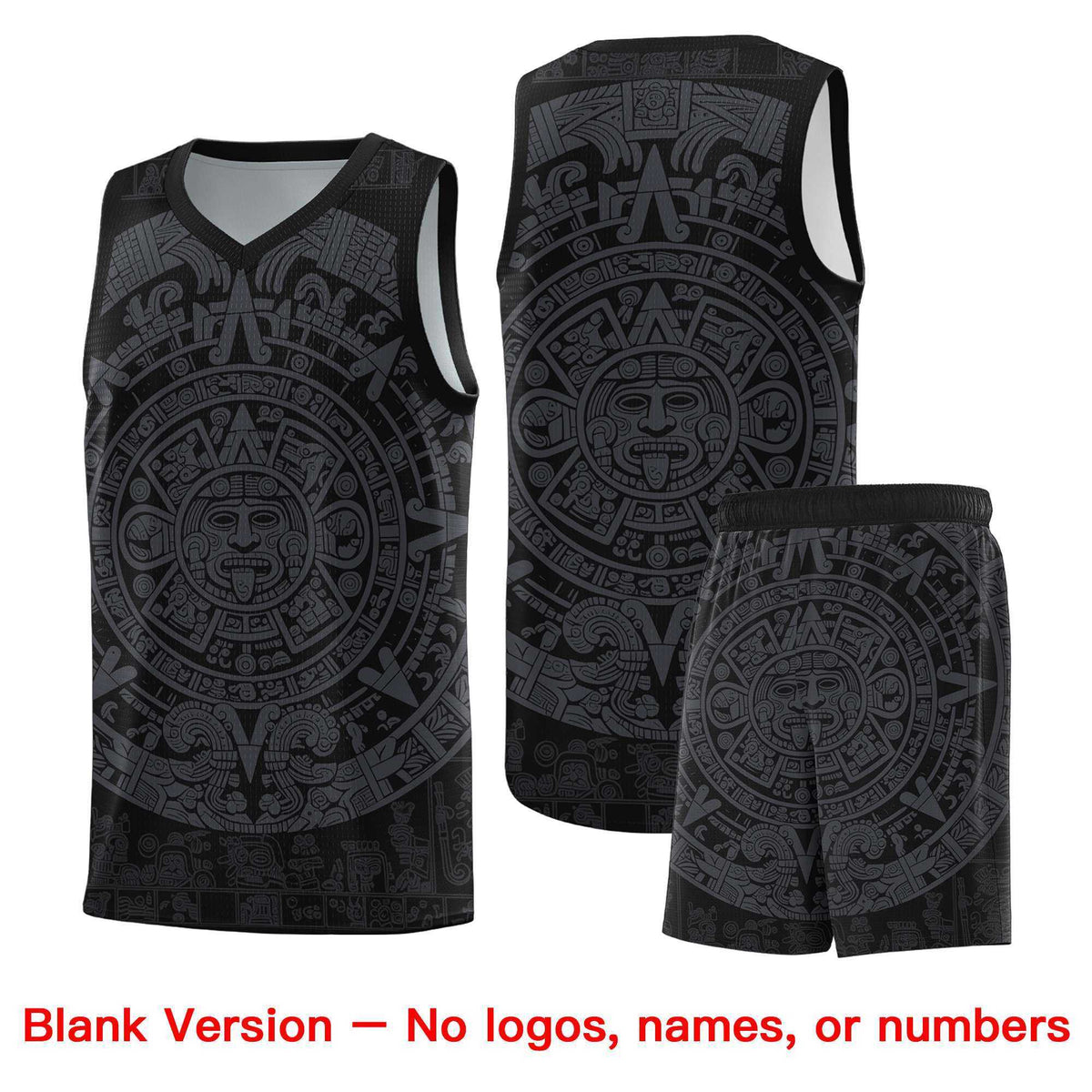 Custom Youth Basketball Jerseys Gray Aztec Sun Stone Design Team Uniform