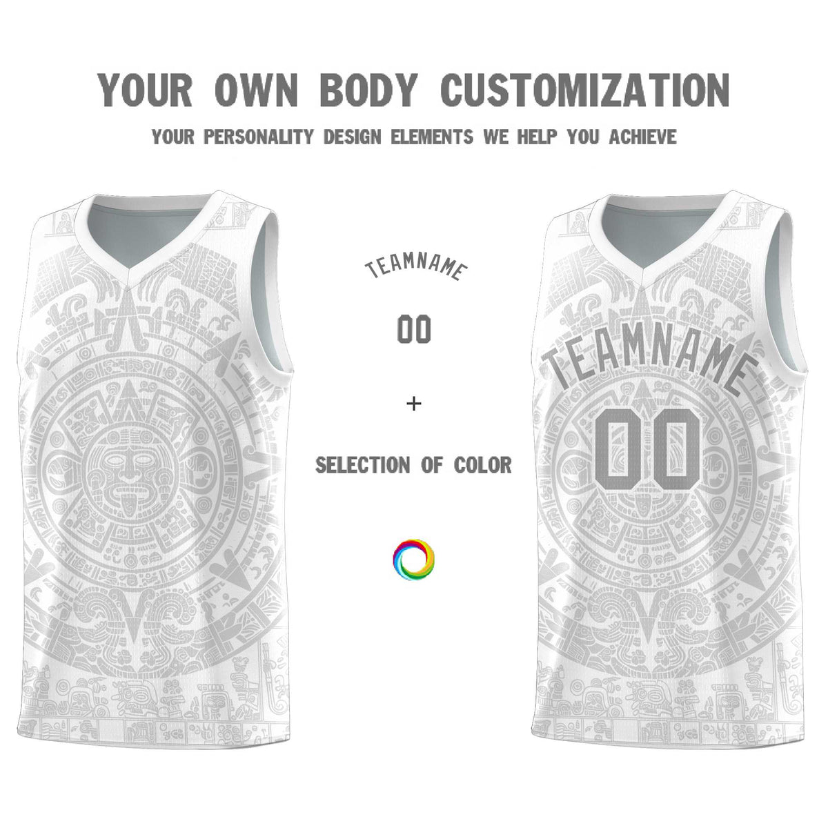 Custom Youth Basketball Jerseys Gray Aztec Sun Stone Personalized Uniform