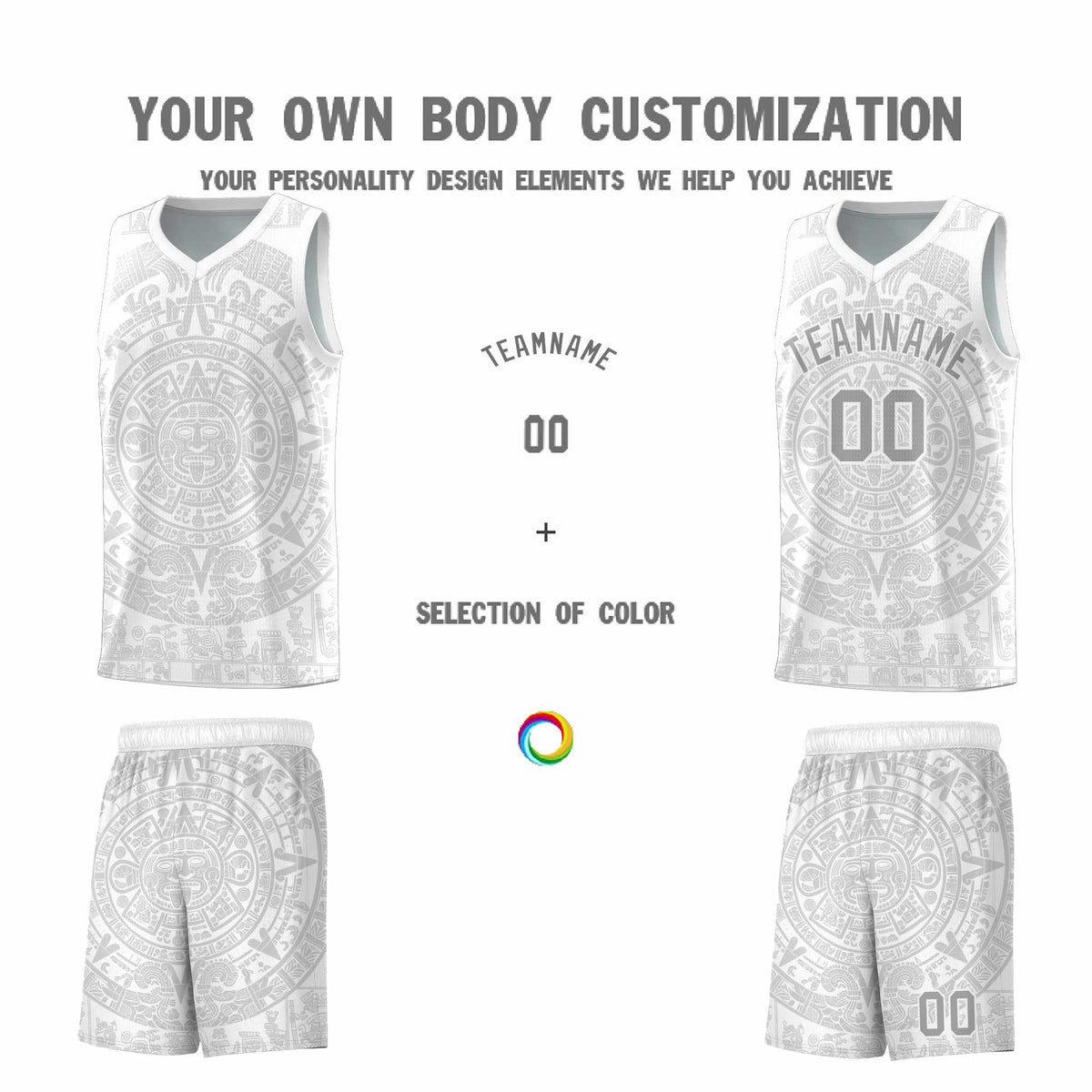 Custom Youth Basketball Jerseys Gray Aztec Sun Stone Personalized Uniform
