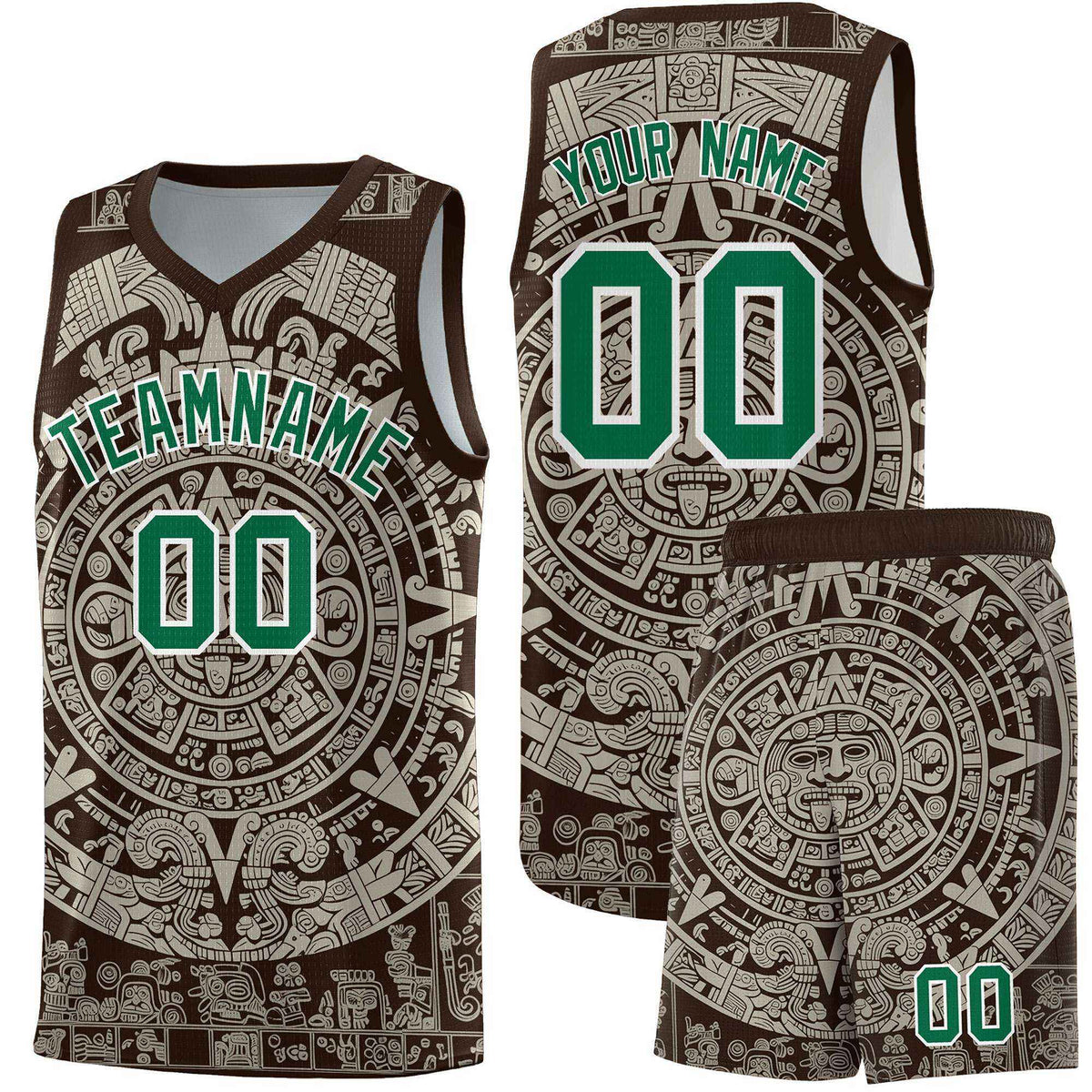 Custom Youth Basketball Jerseys Light Khaki Aztec Sun Stone Design Team Uniform