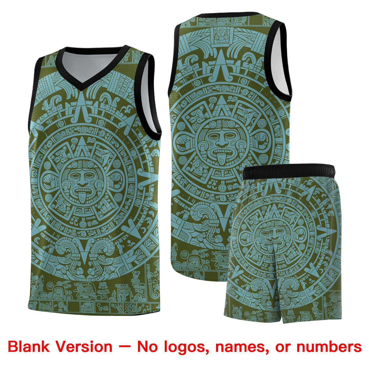 Custom Youth Basketball Jerseys Sky Blue Aztec Sun Stone Personalized Uniform