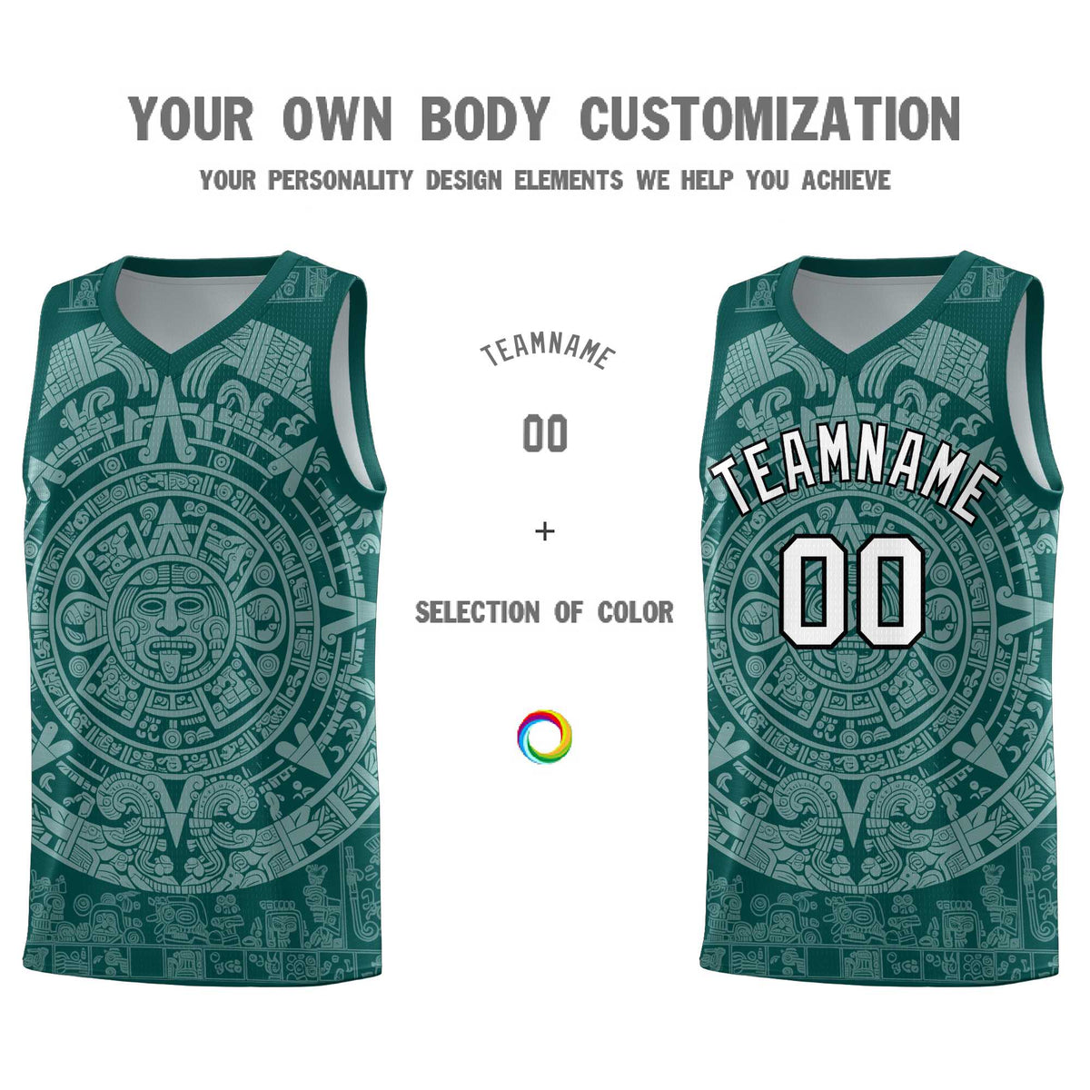 Custom Youth Basketball Jerseys White Aztec Sun Stone Design Team Uniform