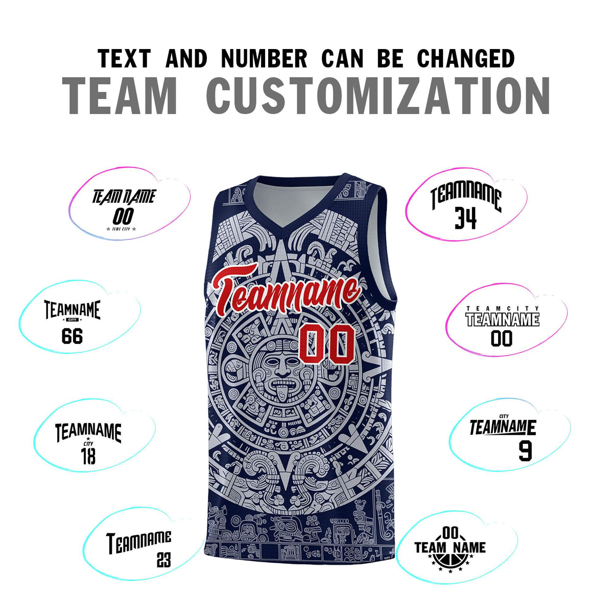 Custom Youth Basketball Jerseys White Aztec Sun Stone Design Team Uniform