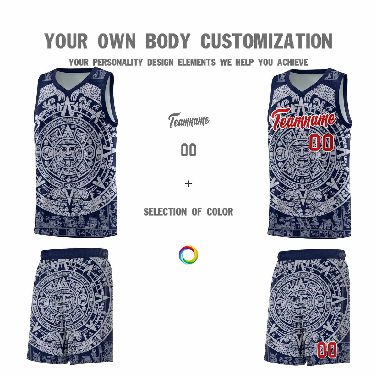 Custom Youth Basketball Jerseys White Aztec Sun Stone Design Team Uniform