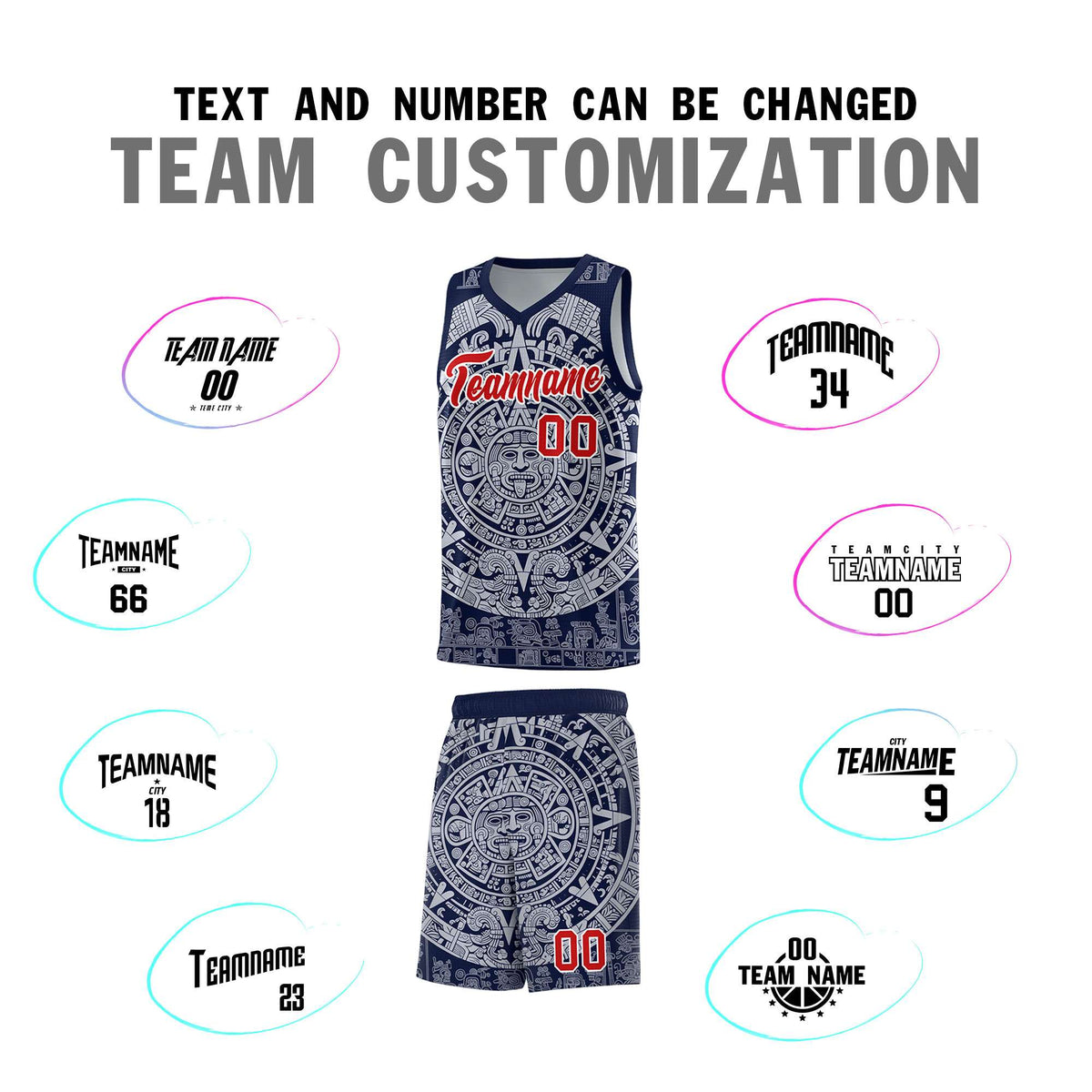 Custom Youth Basketball Jerseys White Aztec Sun Stone Design Team Uniform