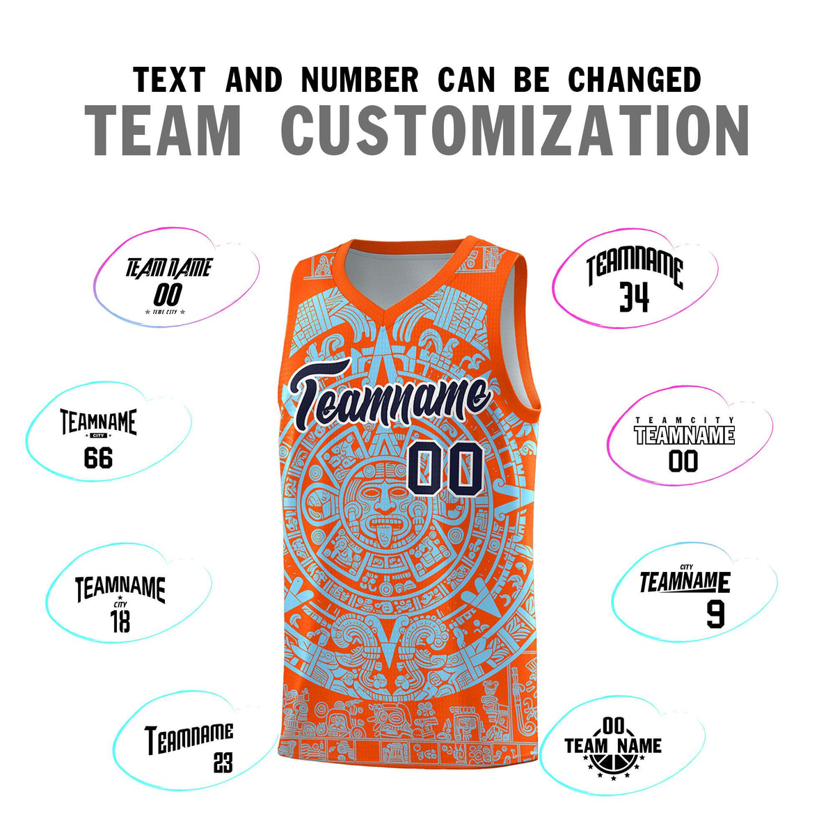 Custom Youth Basketball Jerseys Light Blue Aztec Sun Stone Design Team Uniform