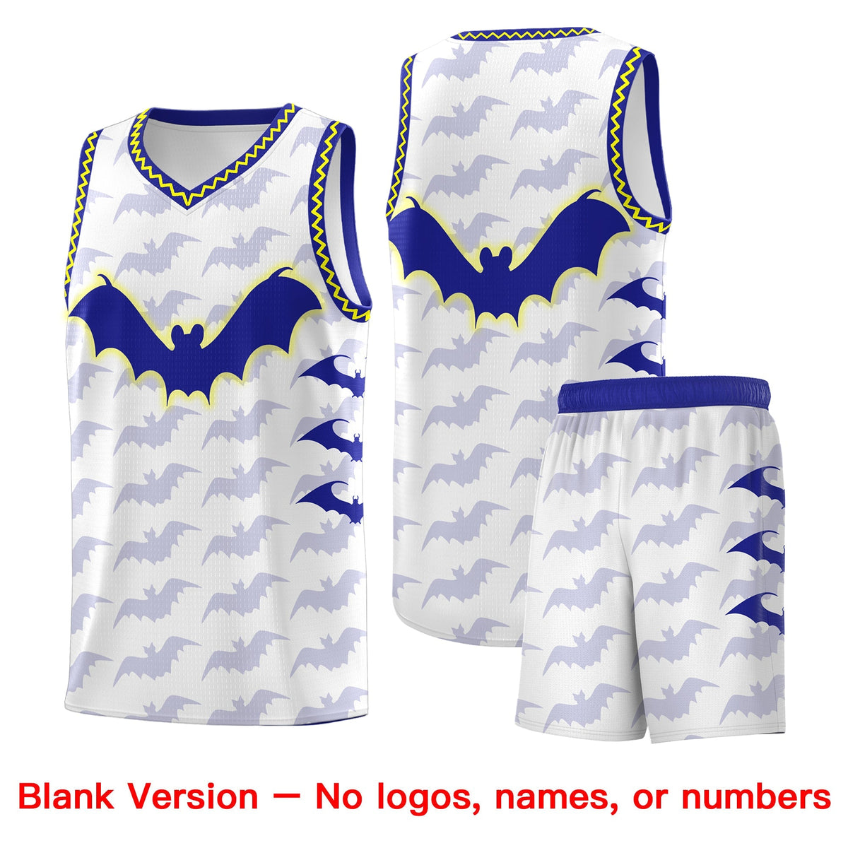 Custom White Fluorescent Yellow Bat Pattern Halloween Basketball Jersey | For Men,For Kid,For Youth,Sublimation Printed,Perfect for Training,Perfect for Parties,Add Name and Numbern | KXKSHOP