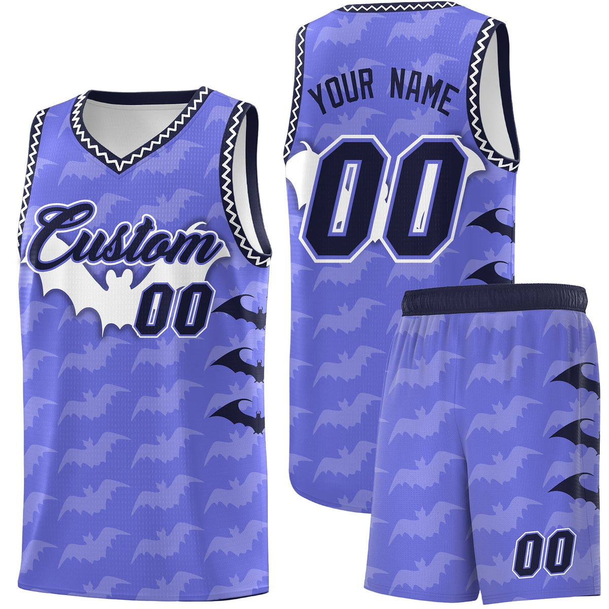 Custom Purple White Bat Pattern Halloween Basketball Jersey | For Men,For Kid,For Youth,Sublimation Printed,Perfect for Training,Perfect for Parties,Add Name and Numbern | KXKSHOP