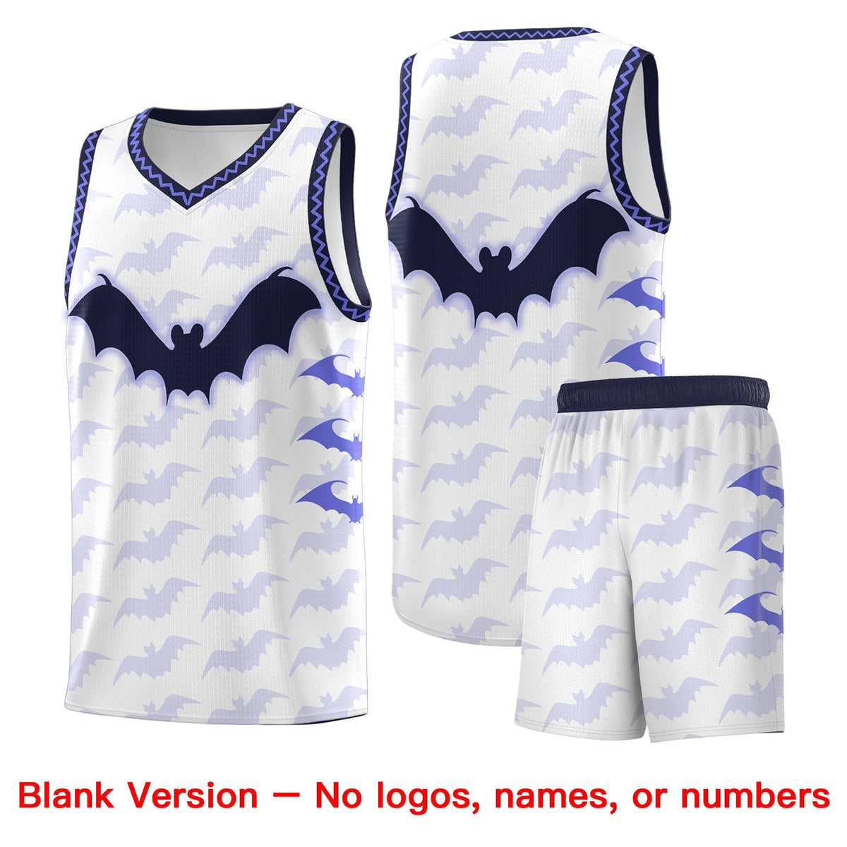 Custom White Purple Navy Bat Pattern Halloween Basketball Jersey | For Men,For Kid,For Youth,Sublimation Printed,Perfect for Training,Perfect for Parties,Add Name and Numbern | KXKSHOP