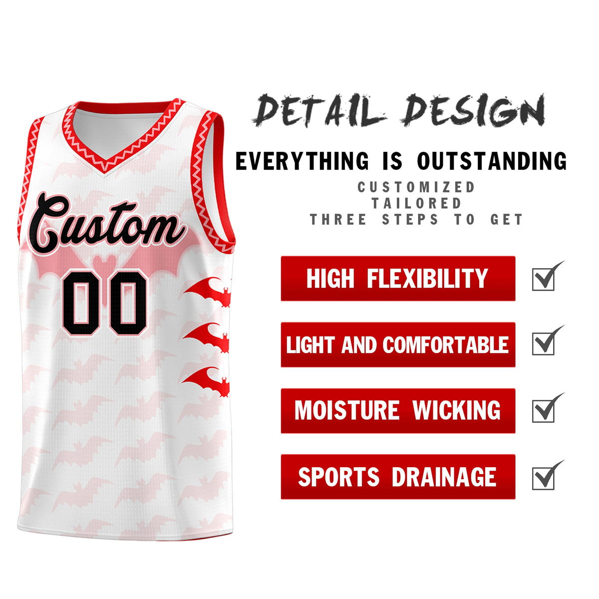 Custom White Light Pink Bat Pattern Halloween Basketball Jersey | For Men,For Kid,For Youth,Sublimation Printed,Perfect for Training,Perfect for Parties,Add Name and Numbern | KXKSHOP