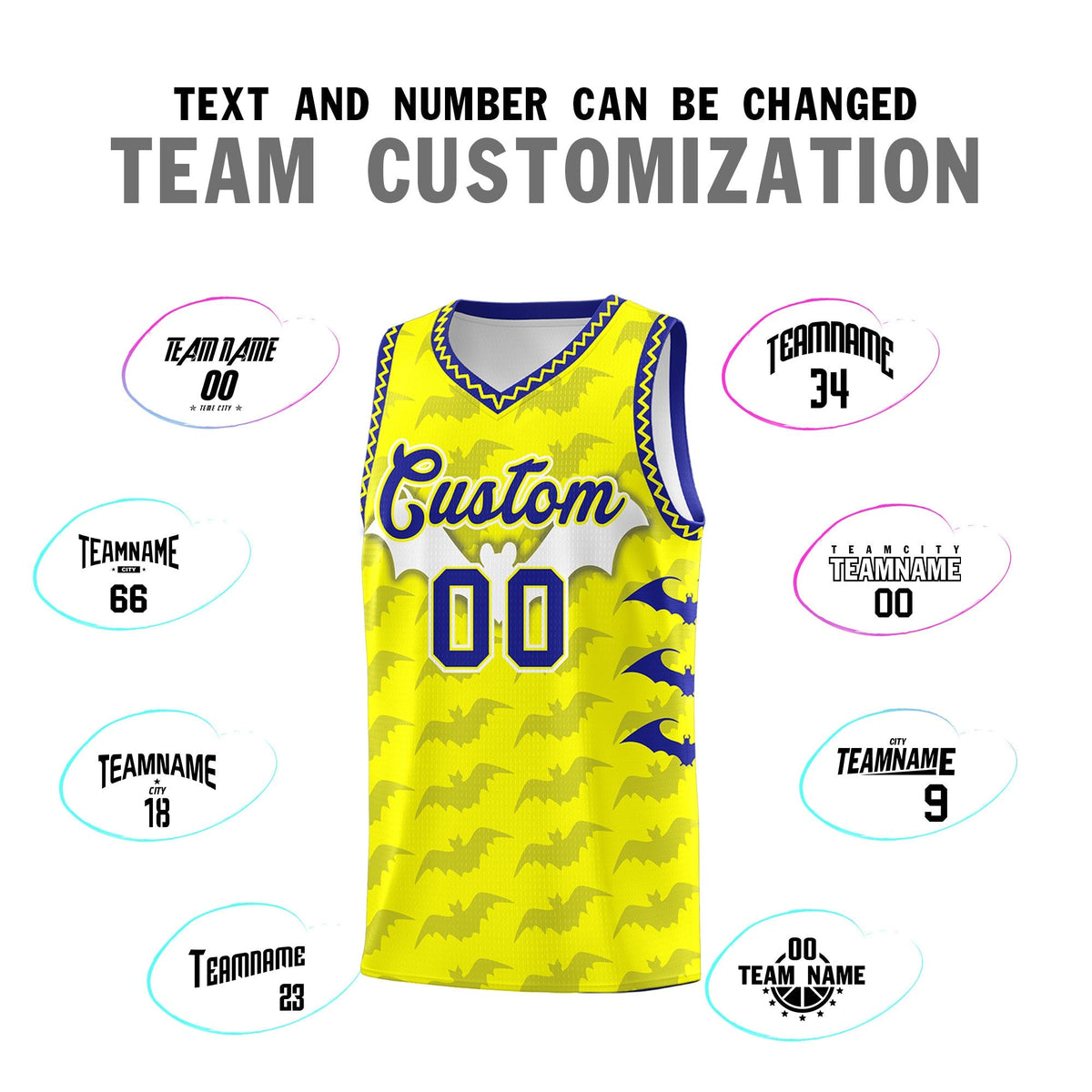 Custom Fluorescent Yellow Bat Pattern Halloween Basketball Jersey | For Men,For Kid,For Youth,Sublimation Printed,Perfect for Training,Perfect for Parties,Add Name and Numbern | KXKSHOP