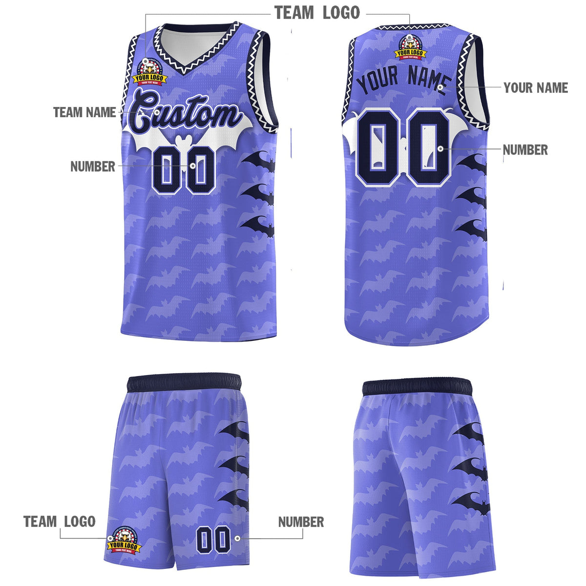 Custom Purple White Bat Pattern Halloween Basketball Jersey | For Men,For Kid,For Youth,Sublimation Printed,Perfect for Training,Perfect for Parties,Add Name and Numbern | KXKSHOP