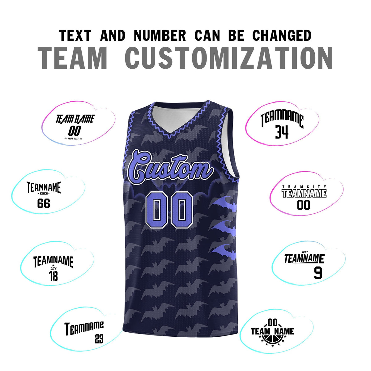 Custom Navy Purple Bat Pattern Halloween Basketball Jersey | For Men,For Kid,For Youth,Sublimation Printed,Perfect for Training,Perfect for Parties,Add Name and Numbern | KXKSHOP