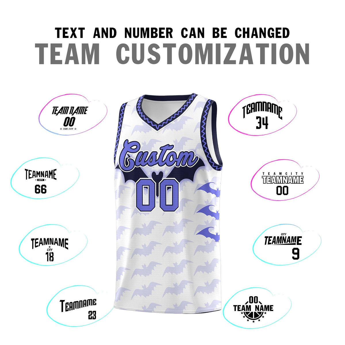 Custom White Purple Navy Bat Pattern Halloween Basketball Jersey | For Men,For Kid,For Youth,Sublimation Printed,Perfect for Training,Perfect for Parties,Add Name and Numbern | KXKSHOP