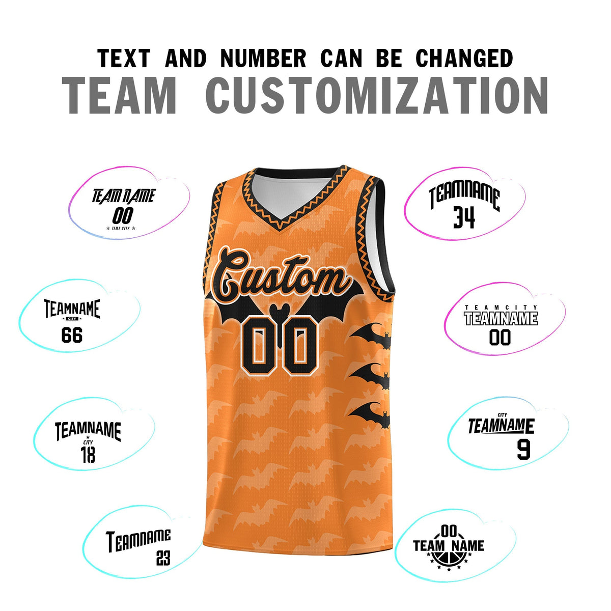 Custom Gold Orange Bat Pattern Halloween Basketball Jersey | For Men,For Kid,For Youth,Sublimation Printed,Perfect for Training,Perfect for Parties,Add Name and Numbern | KXKSHOP