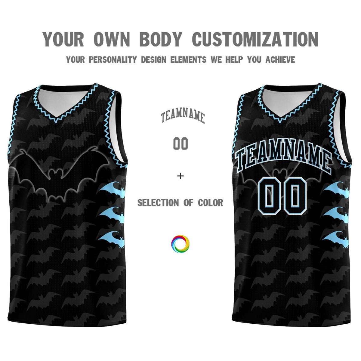 Custom Black Light Blue Bat Pattern Halloween Basketball Jersey | For Men,For Kid,For Youth,Sublimation Printed,Perfect for Training,Perfect for Parties,Add Name and Numbern | KXKSHOP