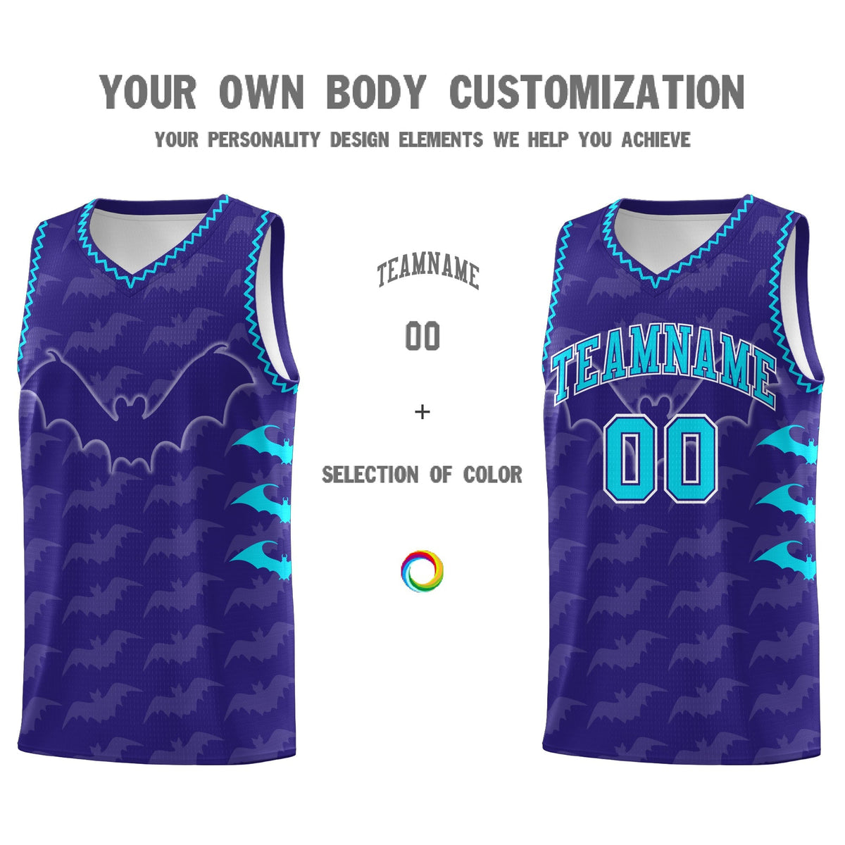 Custom Royal Sky Blue Bat Pattern Halloween Basketball Jersey | For Men,For Kid,For Youth,Sublimation Printed,Perfect for Training,Perfect for Parties,Add Name and Numbern | KXKSHOP