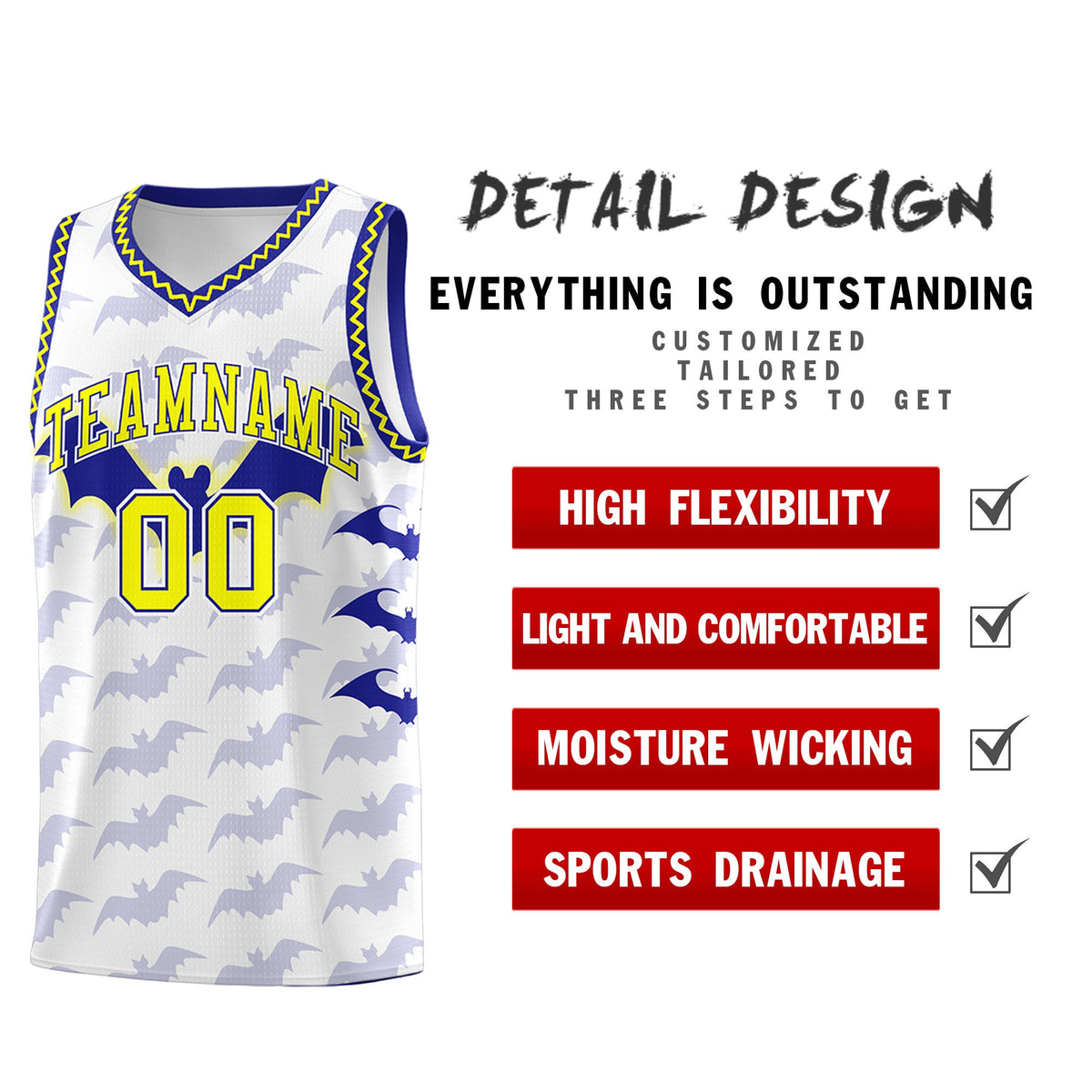 Custom White Fluorescent Yellow Bat Pattern Halloween Basketball Jersey | For Men,For Kid,For Youth,Sublimation Printed,Perfect for Training,Perfect for Parties,Add Name and Numbern | KXKSHOP