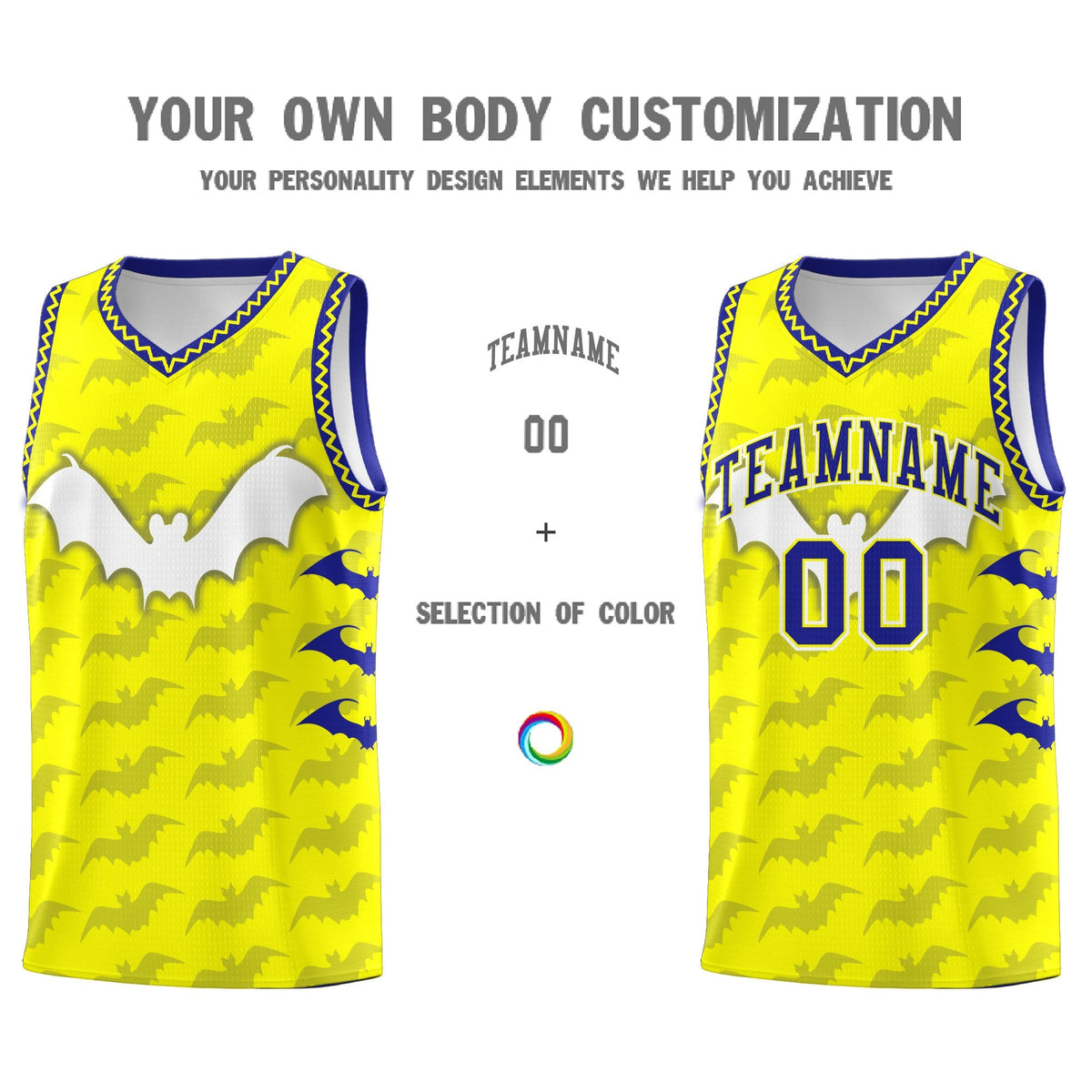 Custom Fluorescent Yellow Bat Pattern Halloween Basketball Jersey | For Men,For Kid,For Youth,Sublimation Printed,Perfect for Training,Perfect for Parties,Add Name and Numbern | KXKSHOP