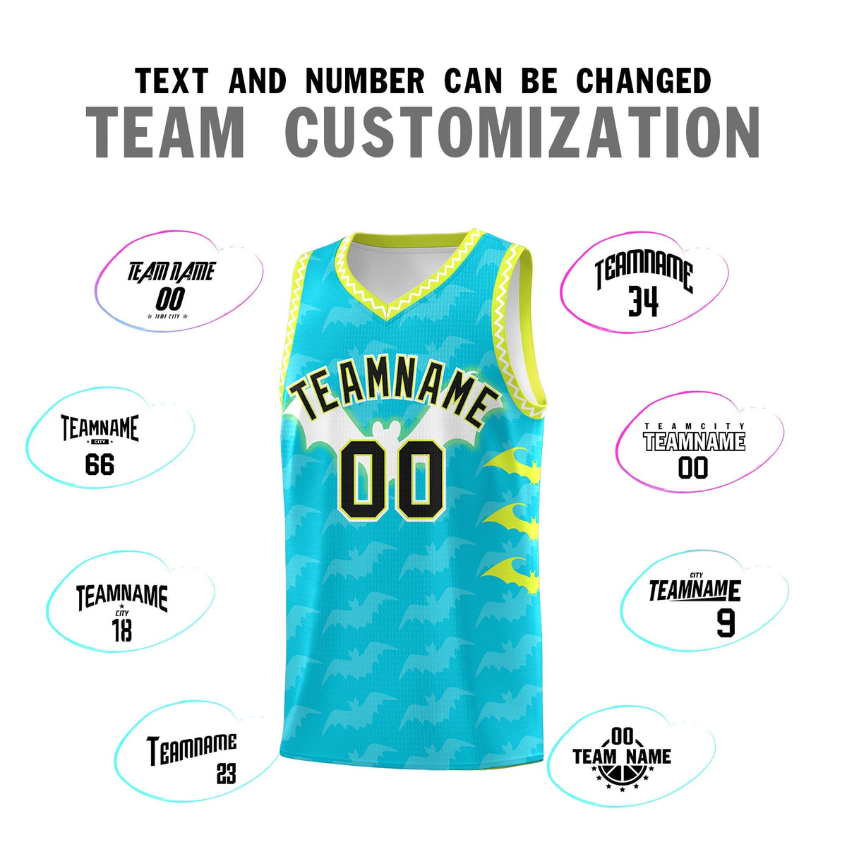 Custom Sky Blue White Bat Pattern Halloween Basketball Jersey | For Men,For Kid,For Youth,Sublimation Printed,Perfect for Training,Perfect for Parties,Add Name and Numbern | KXKSHOP