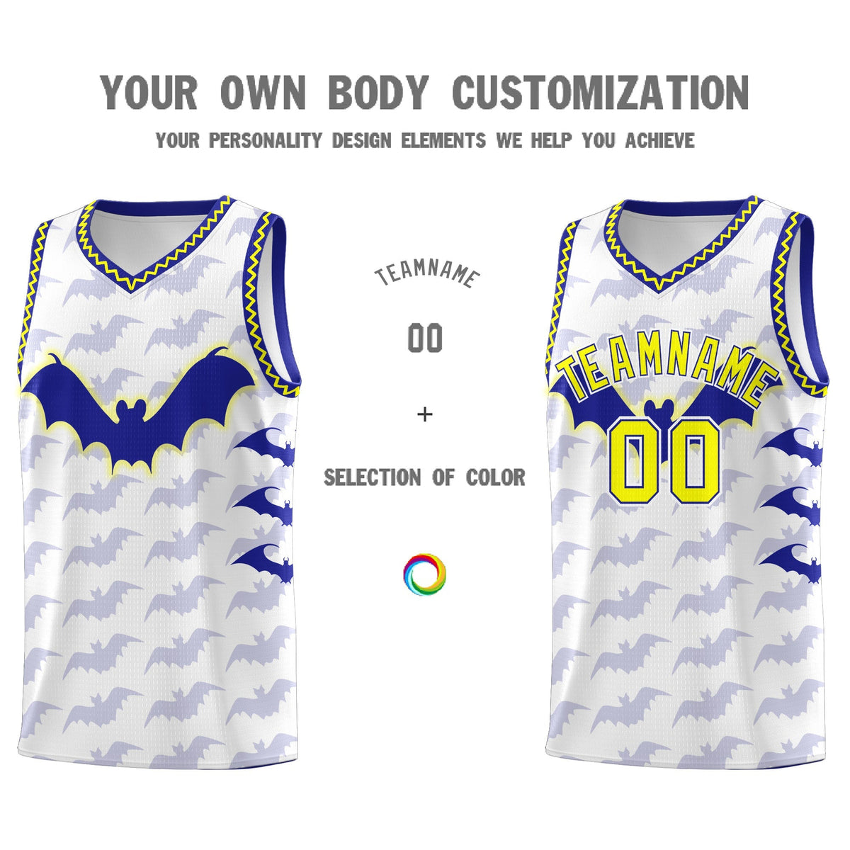 Custom White Fluorescent Yellow Bat Pattern Halloween Basketball Jersey | For Men,For Kid,For Youth,Sublimation Printed,Perfect for Training,Perfect for Parties,Add Name and Numbern | KXKSHOP