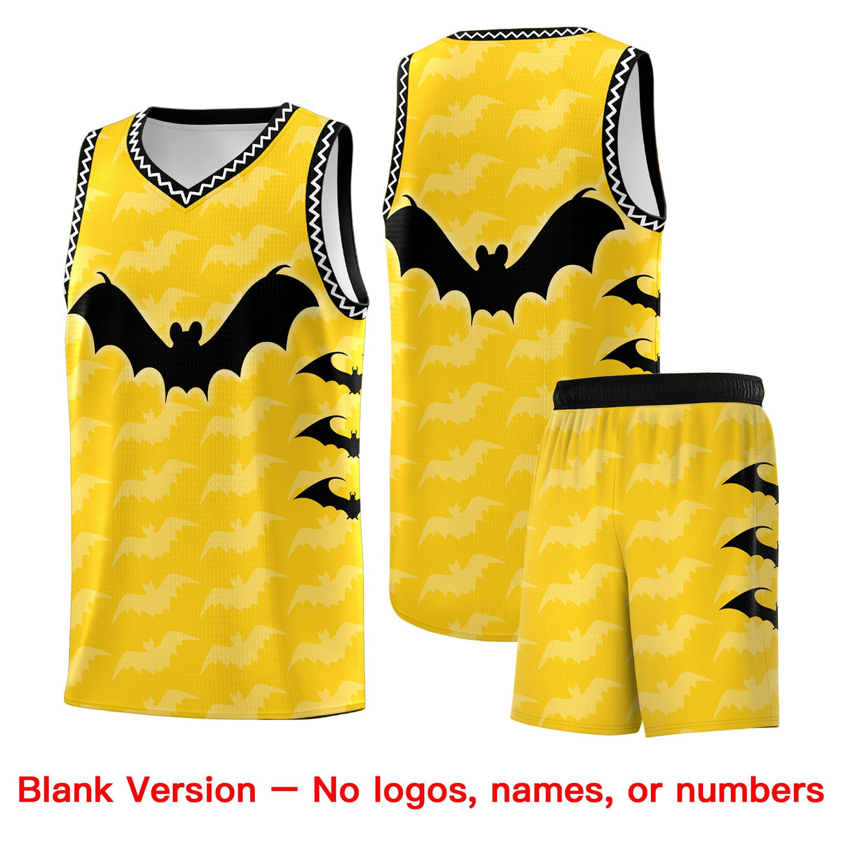 Custom Gold White Black Bat Pattern Halloween Basketball Jersey | For Men,For Kid,For Youth,Sublimation Printed,Perfect for Training,Perfect for Parties,Add Name and Numbern | KXKSHOP