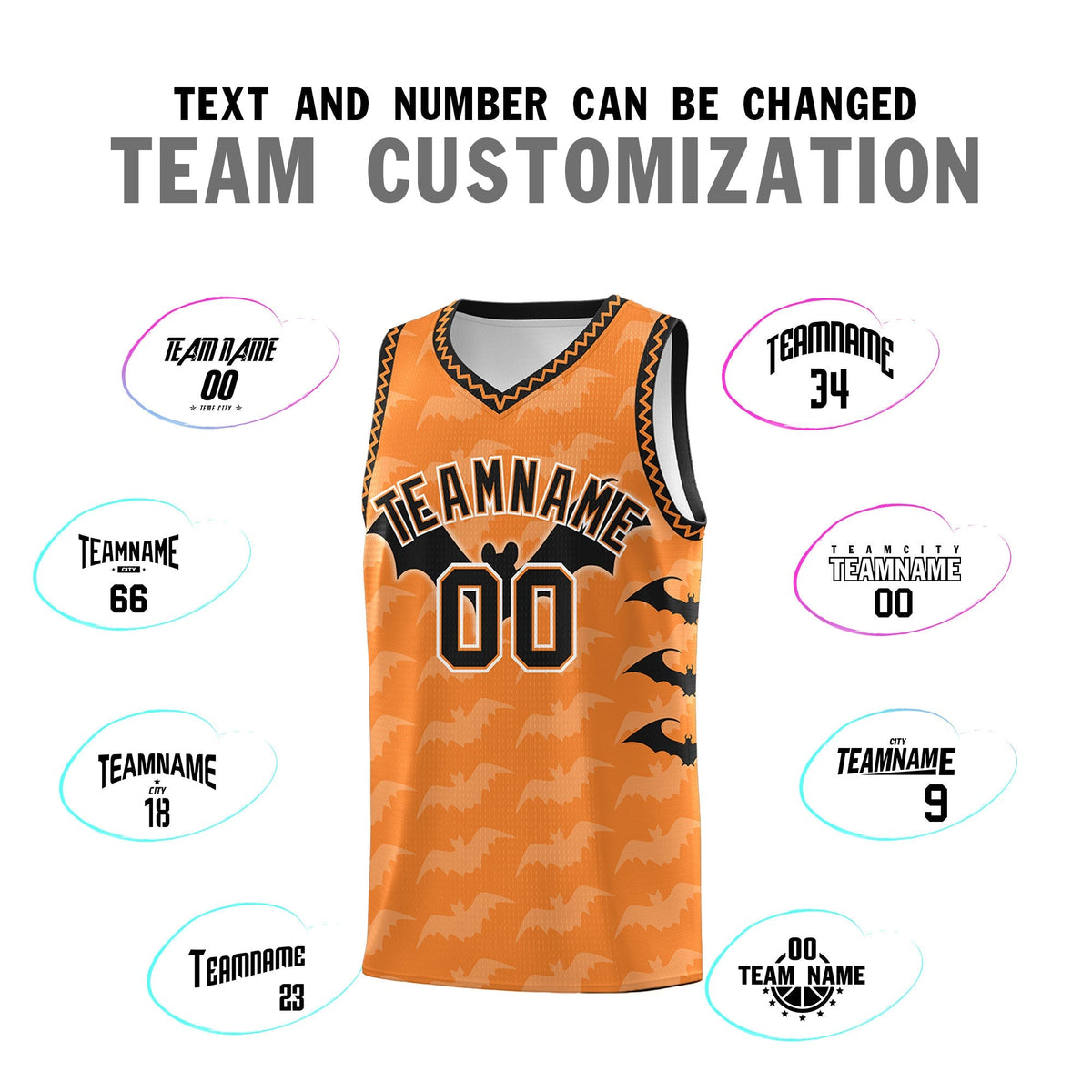 Custom Gold Orange Bat Pattern Halloween Basketball Jersey | For Men,For Kid,For Youth,Sublimation Printed,Perfect for Training,Perfect for Parties,Add Name and Numbern | KXKSHOP