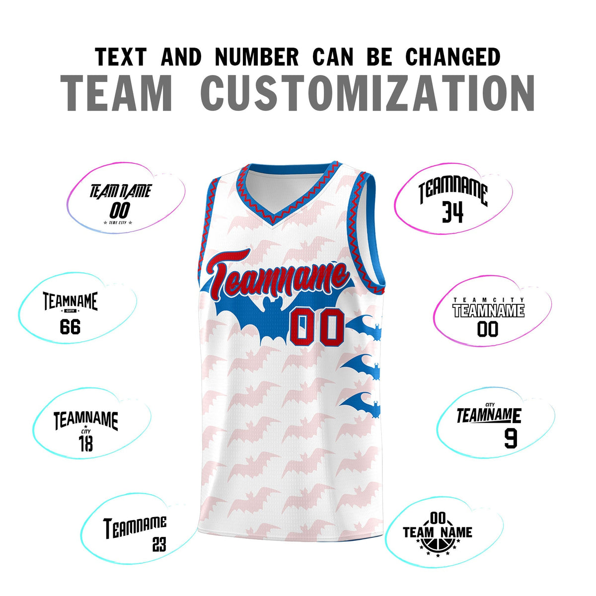 Custom White Red Royal Bat Pattern Halloween Basketball Jersey | For Men,For Kid,For Youth,Sublimation Printed,Perfect for Training,Perfect for Parties,Add Name and Numbern | KXKSHOP