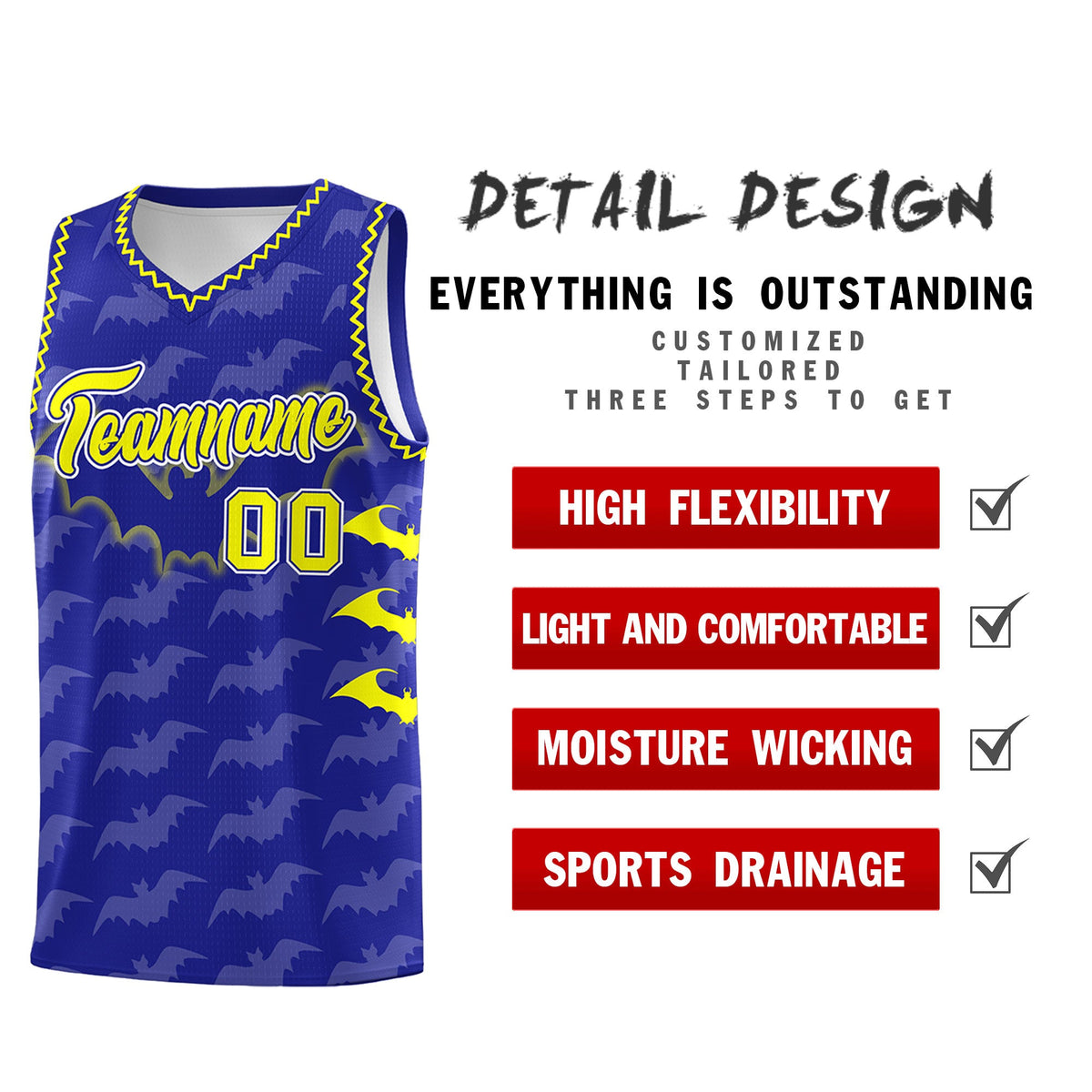 Custom Royal Fluorescent Yellow Bat Pattern Halloween Basketball Jersey | For Men,For Kid,For Youth,Sublimation Printed,Perfect for Training,Perfect for Parties,Add Name and Numbern | KXKSHOP
