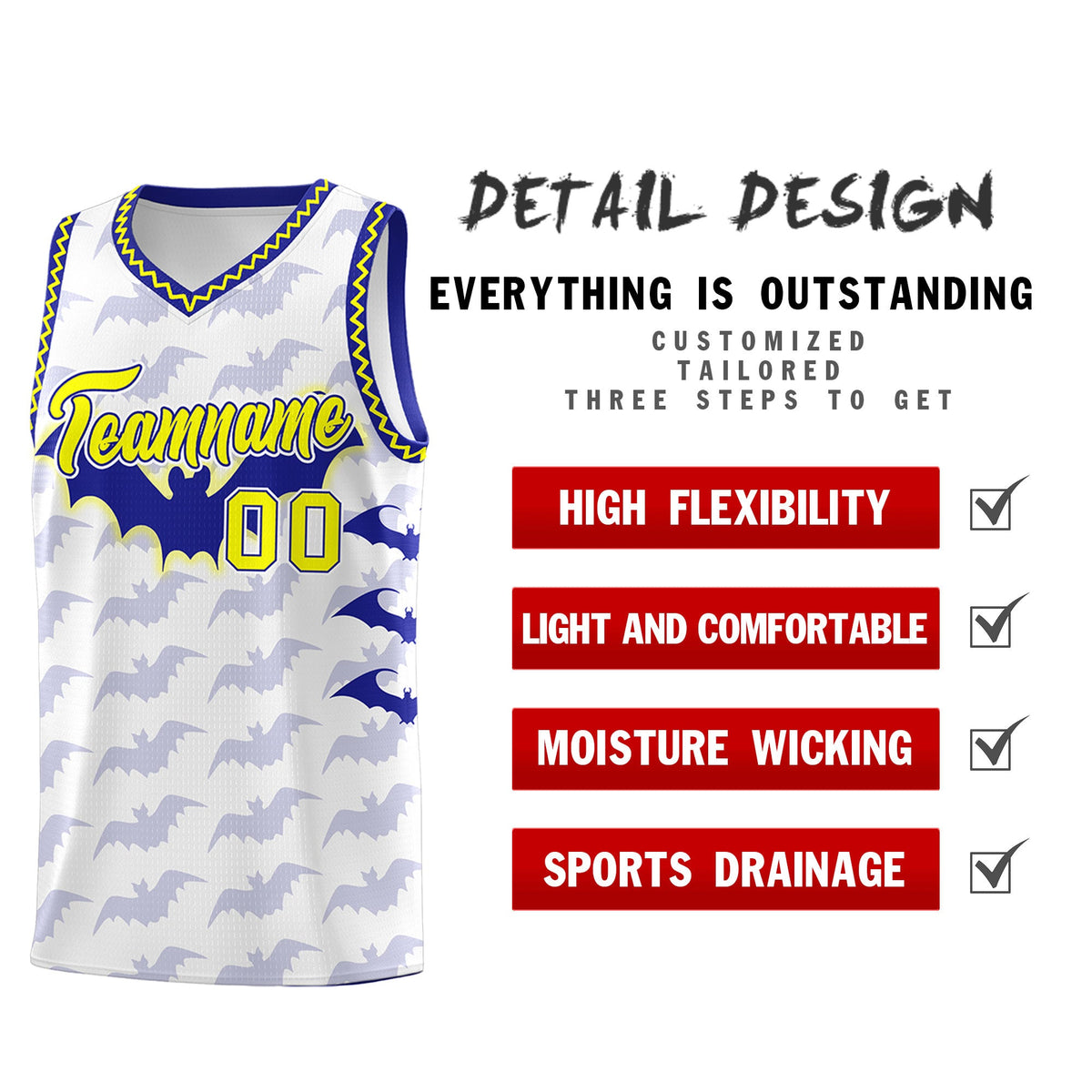 Custom White Fluorescent Yellow Bat Pattern Halloween Basketball Jersey | For Men,For Kid,For Youth,Sublimation Printed,Perfect for Training,Perfect for Parties,Add Name and Numbern | KXKSHOP