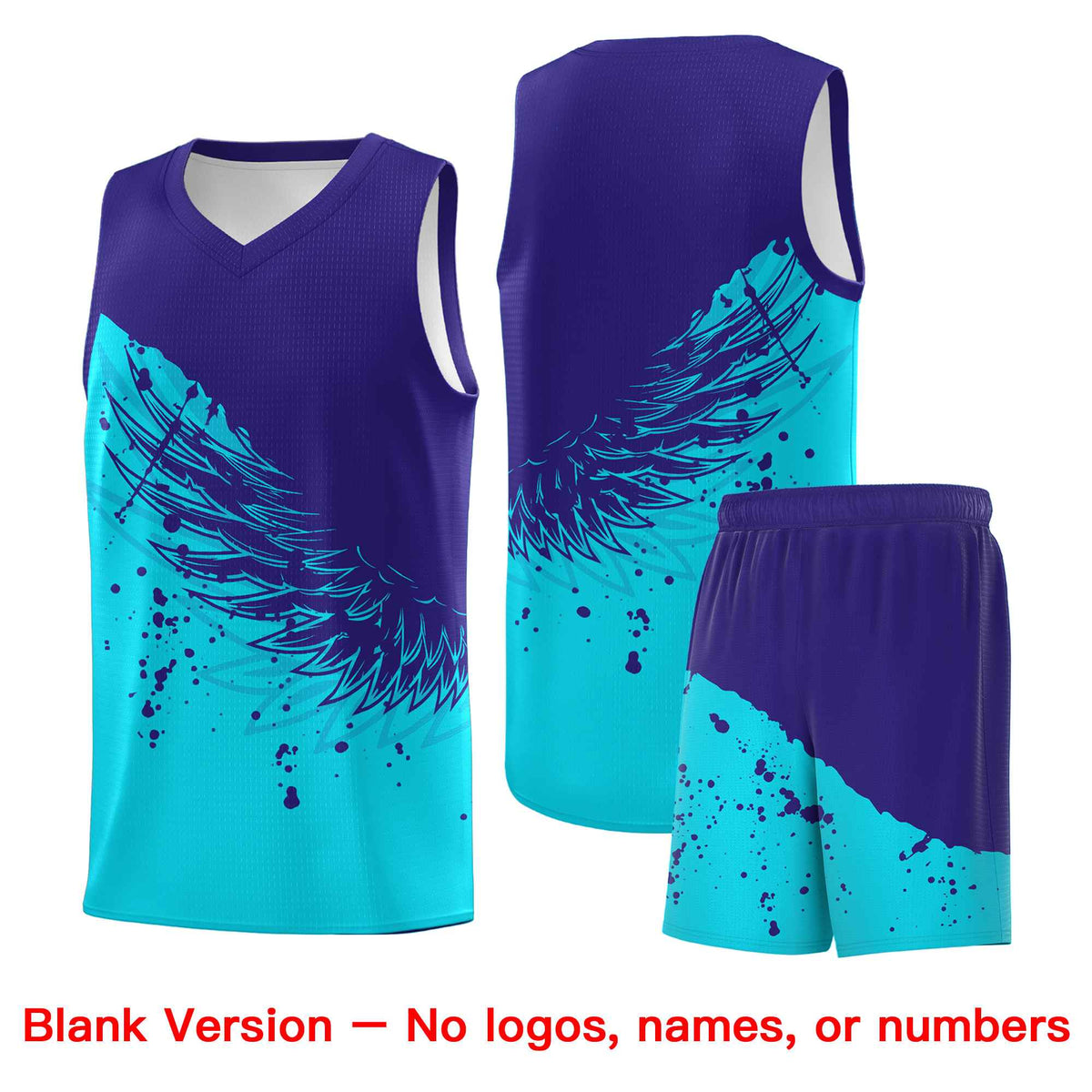 Custom Sky Blue Royal Wing Pattern Sports Uniform Basketball Jersey| KXKSHOP