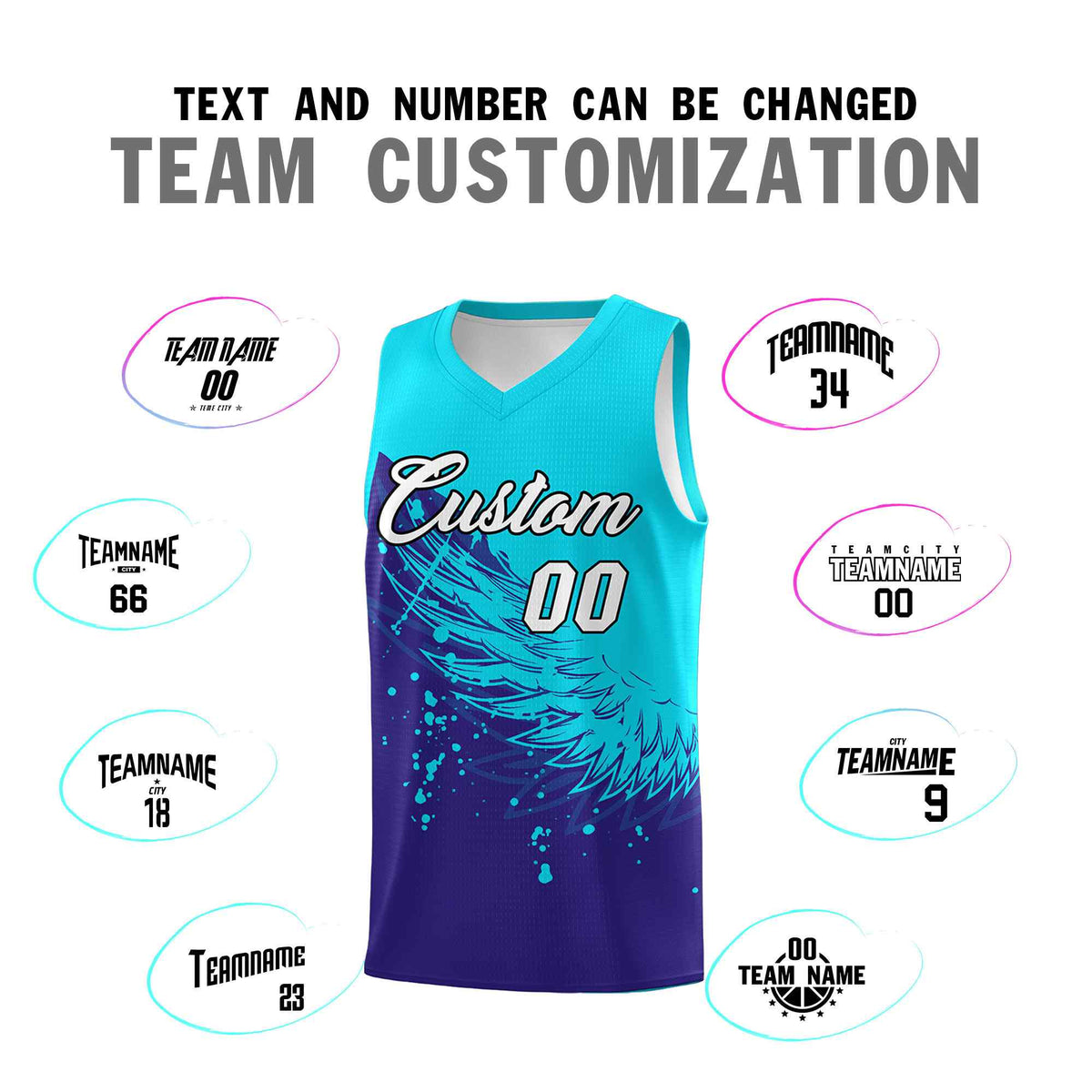 Custom Royal Sky Blue Wing Pattern Sports Uniform Basketball Jersey| KXKSHOP