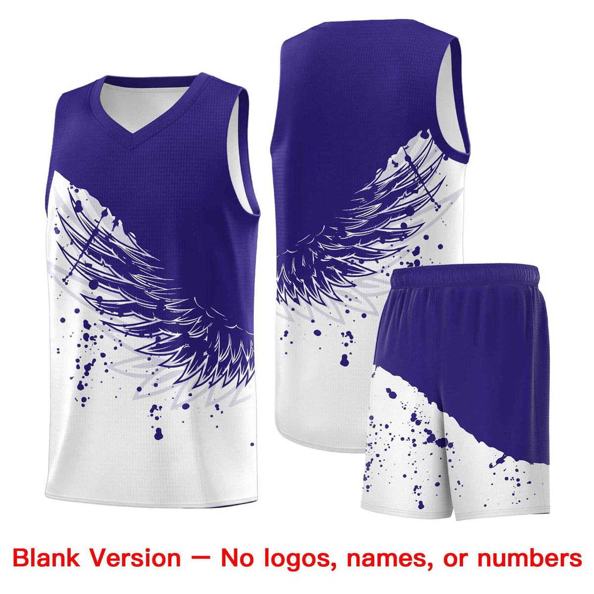 Custom White Royal Wing Pattern Sports Uniform Basketball Jersey| KXKSHOP