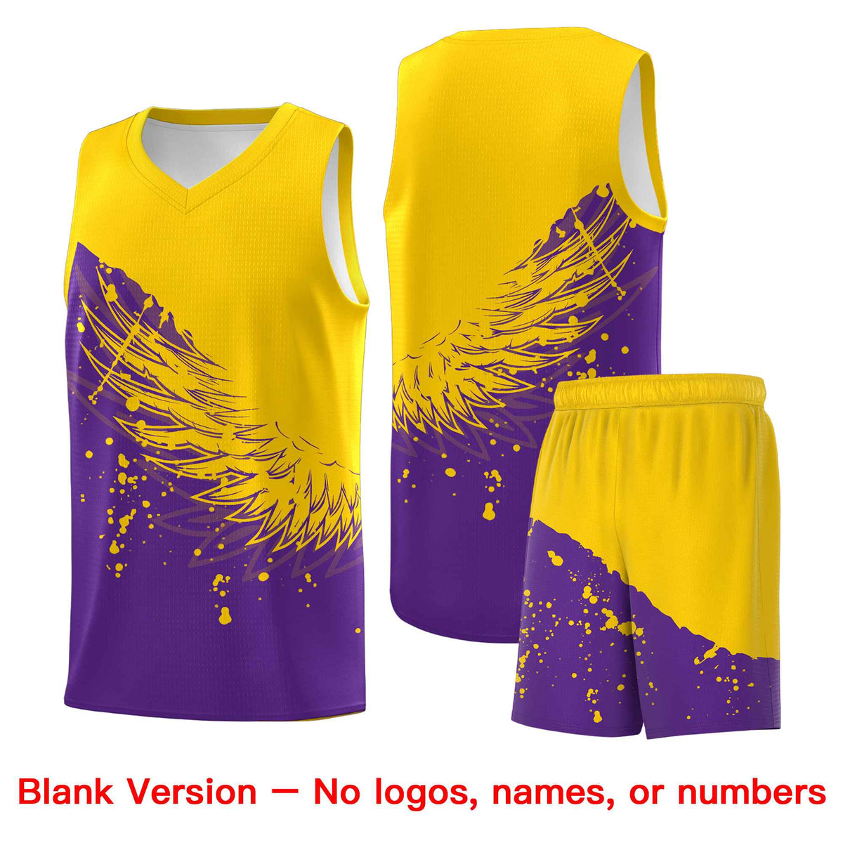 Custom Purple Gold Wing Pattern Sports Uniform Basketball Jersey| KXKSHOP