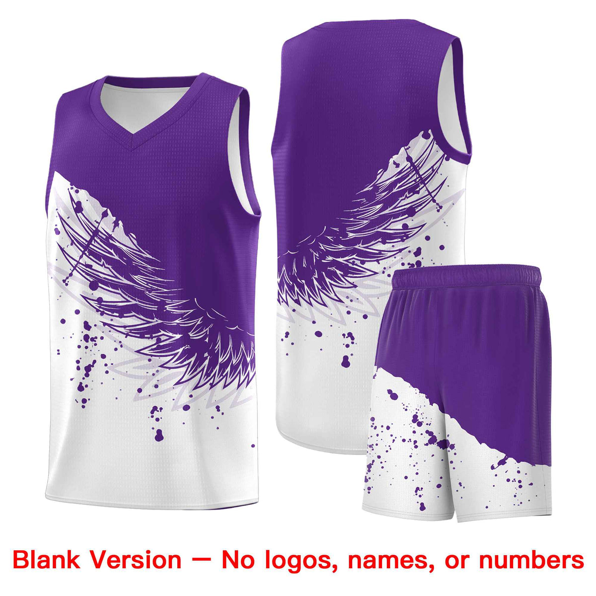 Custom White Purple Wing Pattern Sports Uniform Basketball Jersey| KXKSHOP