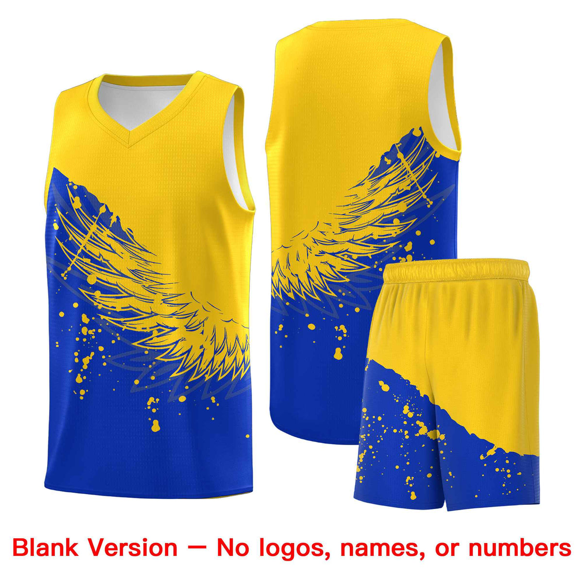 Custom Royal Gold Wing Pattern Sports Uniform Basketball Jersey| KXKSHOP
