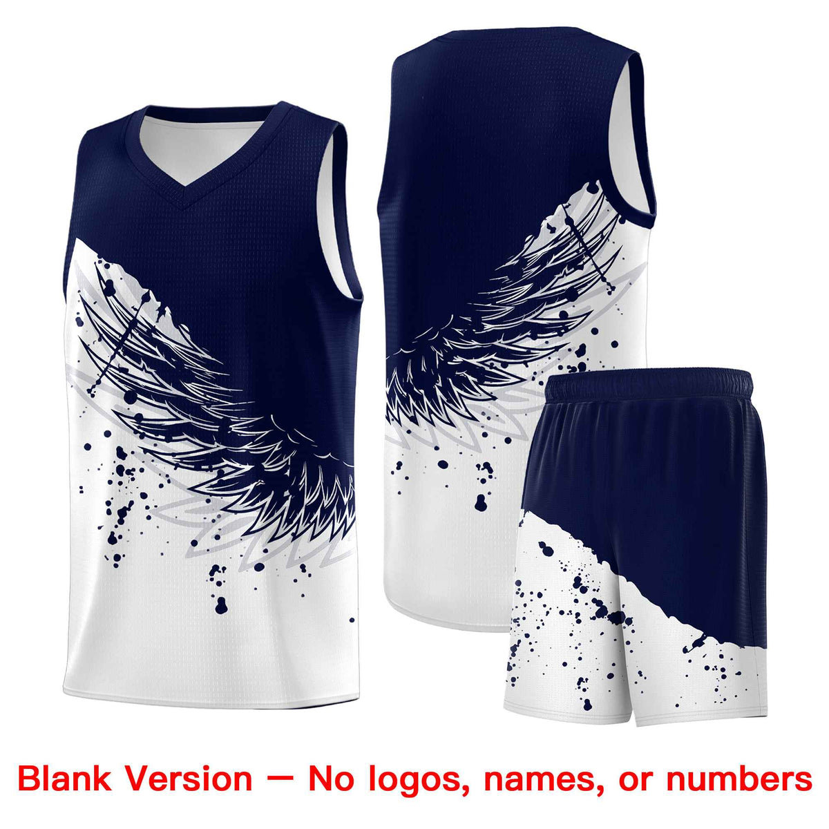 Custom White Navy Wing Pattern Sports Uniform Basketball Jersey| KXKSHOP