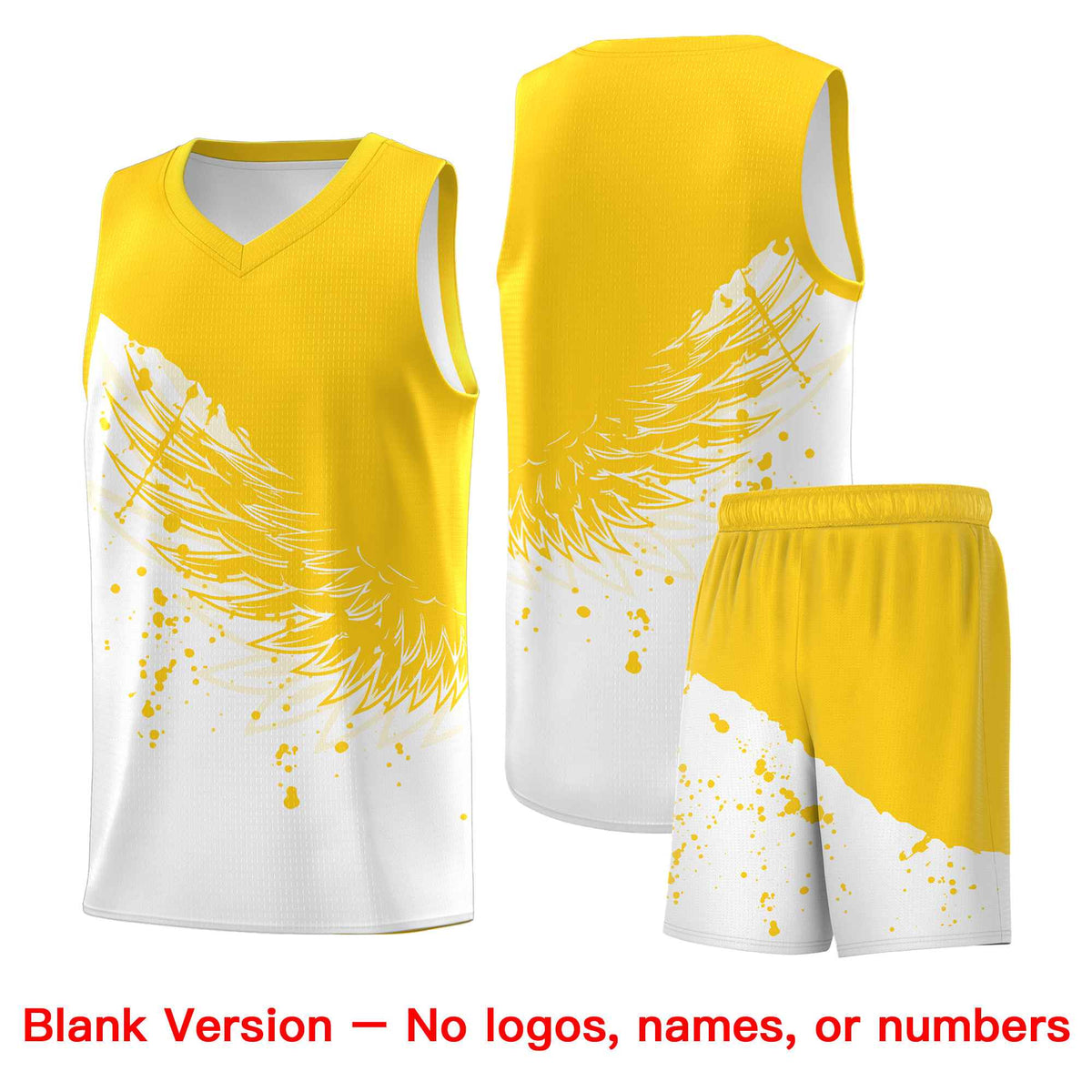 Custom White Gold Wing Pattern Sports Uniform Basketball Jersey| KXKSHOP