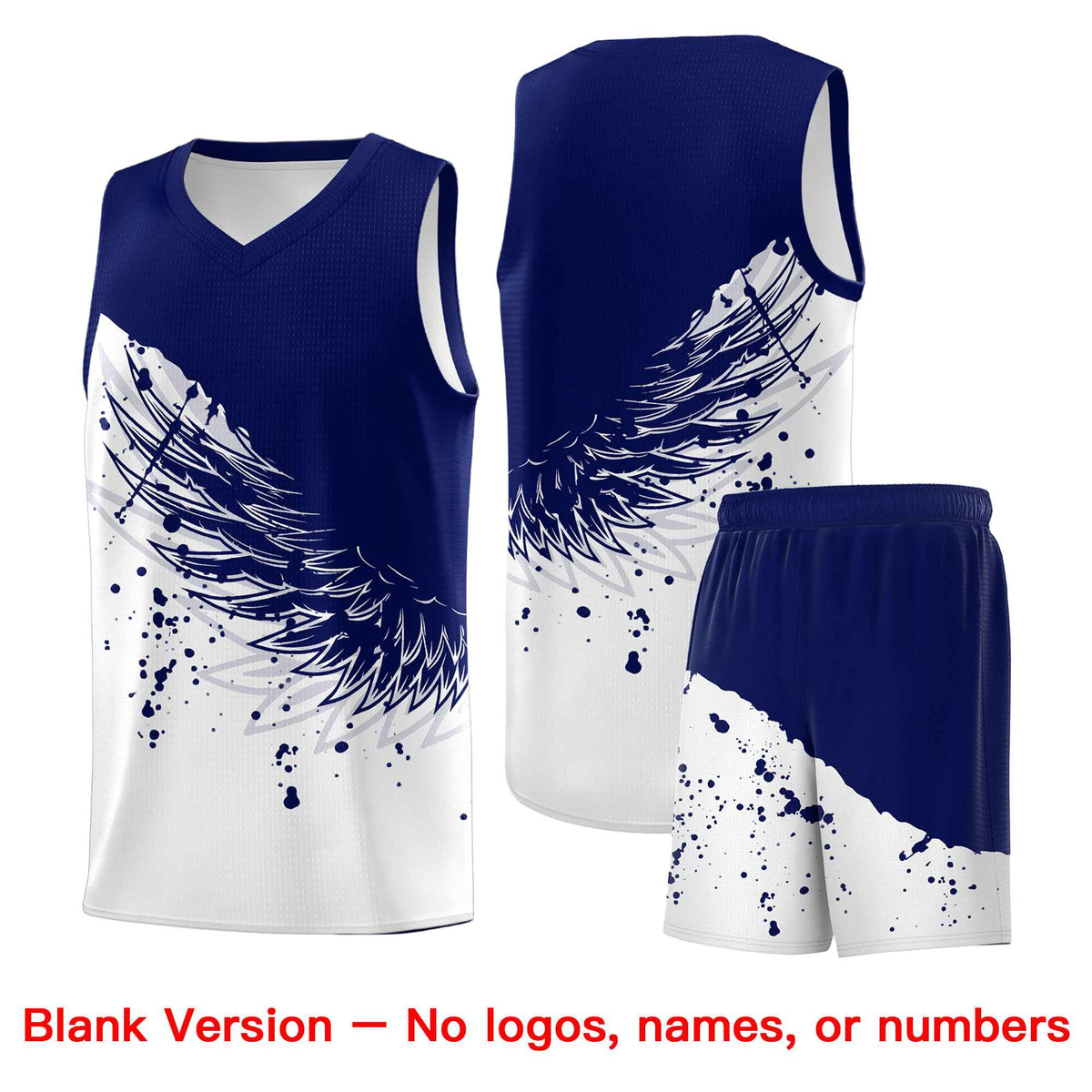 Custom White Navy Wing Pattern Sports Uniform Basketball Jersey| KXKSHOP
