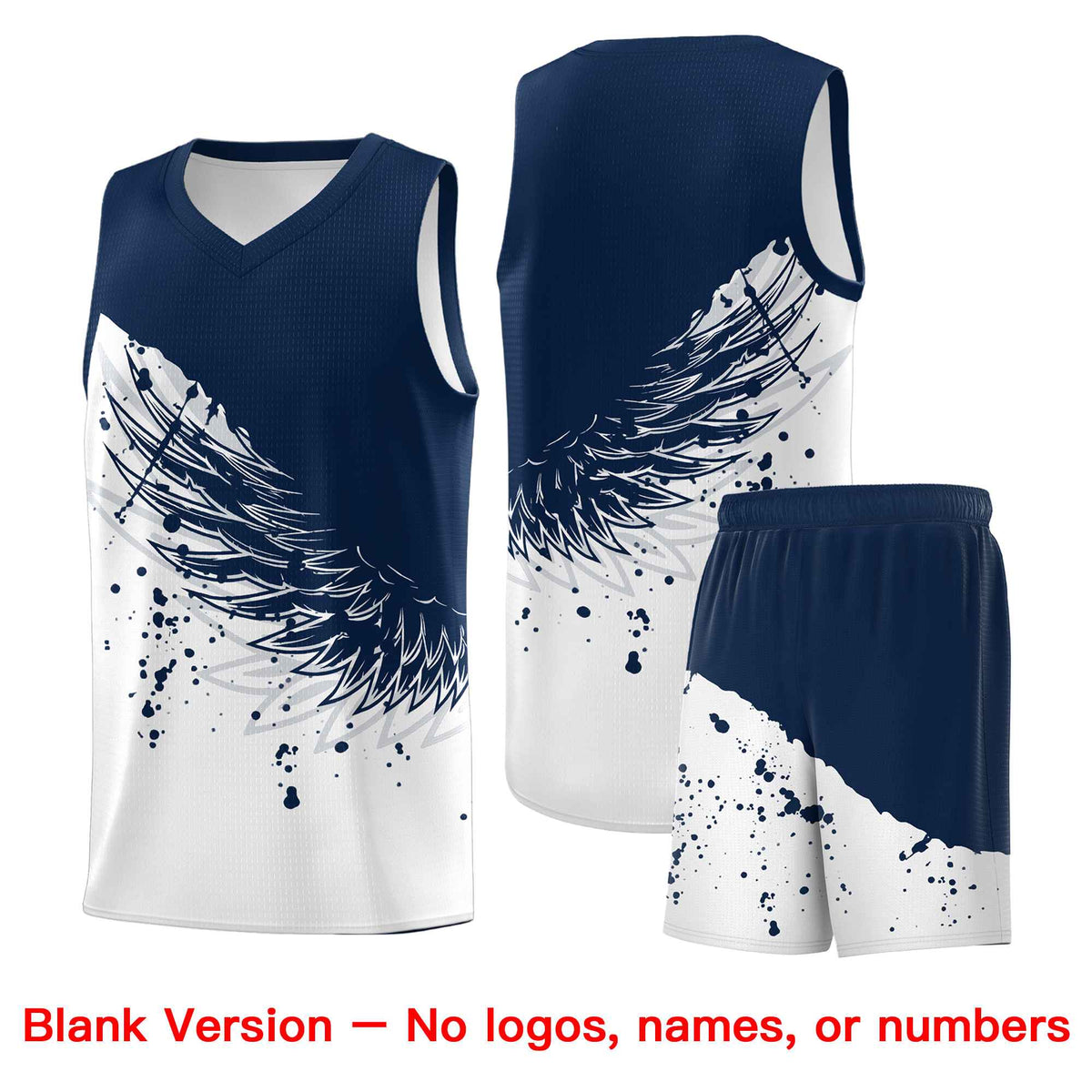 Custom White Navy Wing Pattern Sports Uniform Basketball Jersey| KXKSHOP