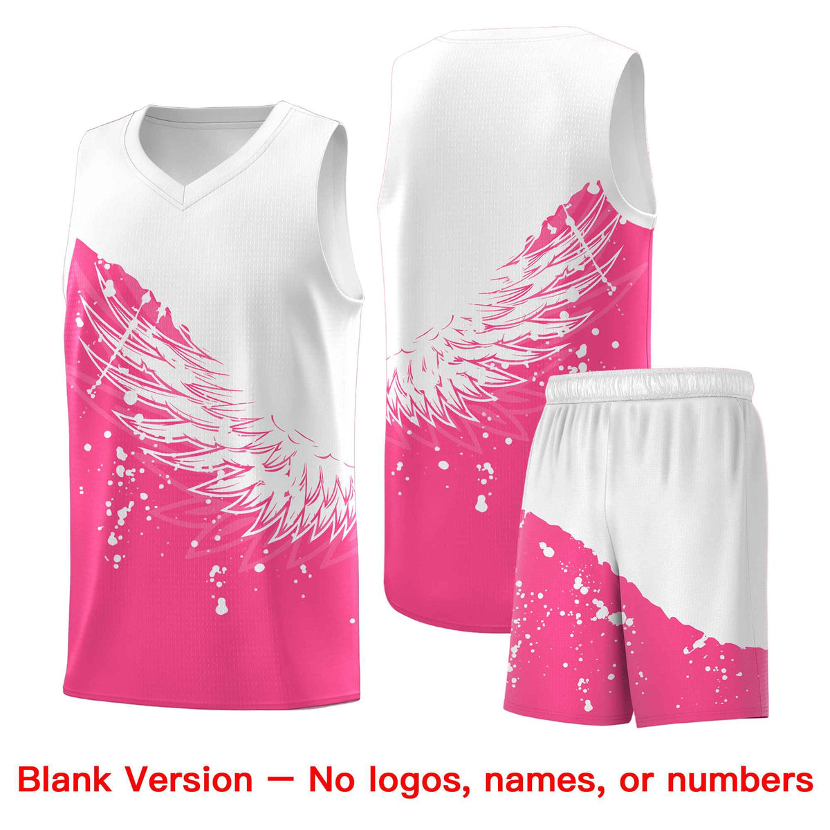 Custom Pink White Wing Pattern Sports Uniform Basketball Jersey| KXKSHOP