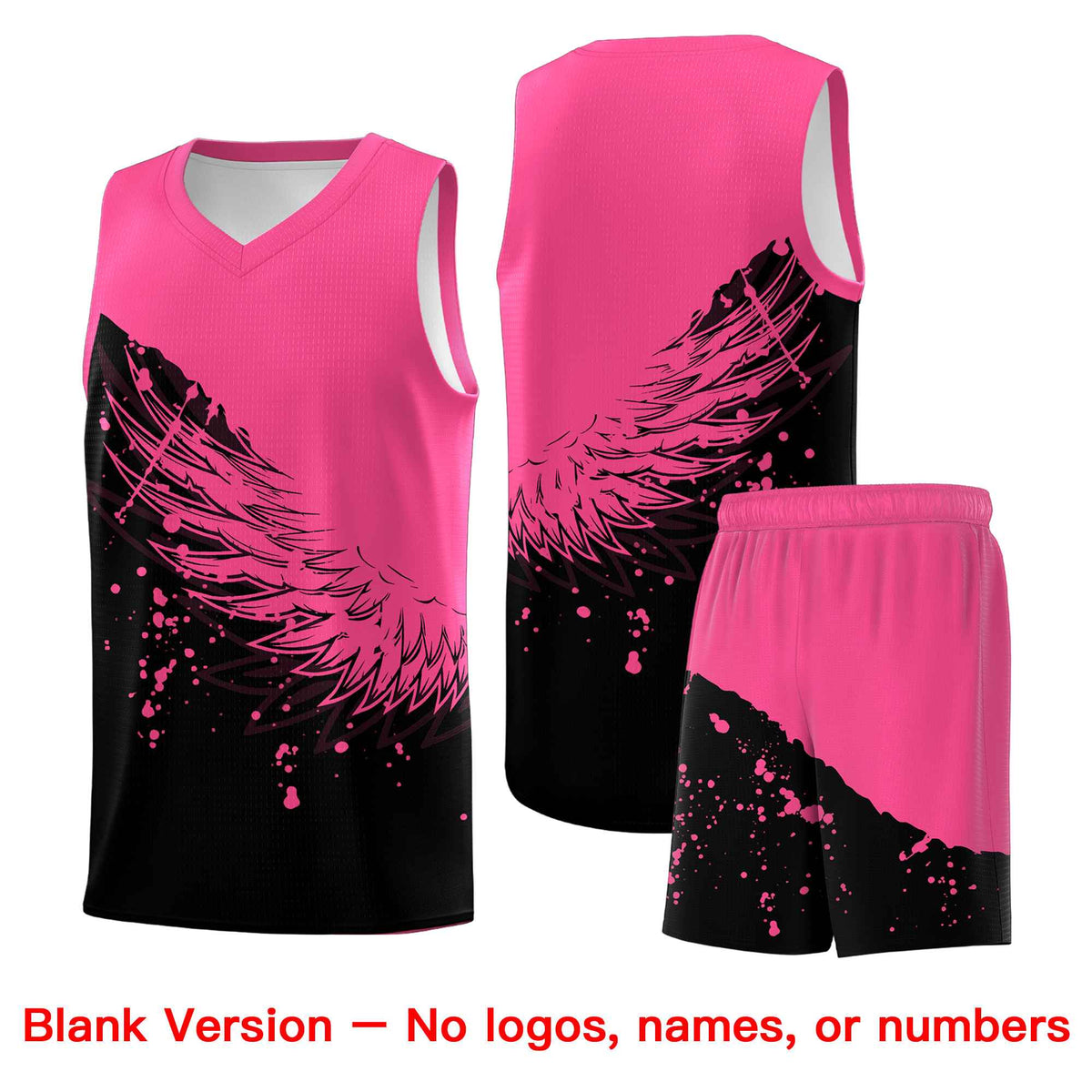 Custom Black Pink Wing Pattern Sports Uniform Basketball Jersey| KXKSHOP