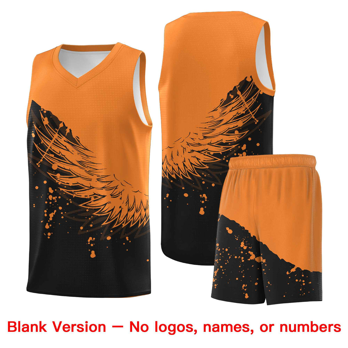 Custom Black Gold Orange Wing Pattern Sports Uniform Basketball Jersey| KXKSHOP