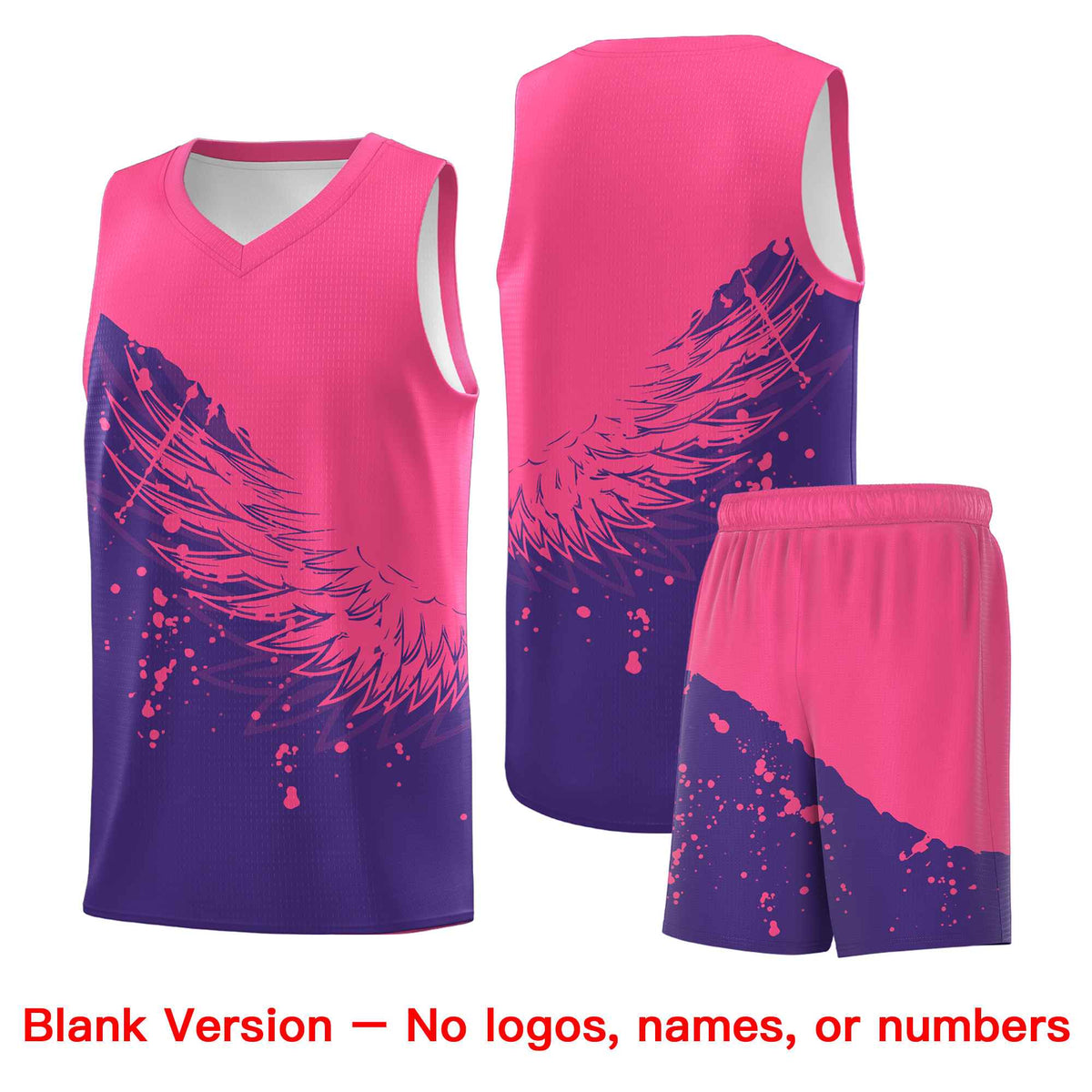 Custom Purple Pink Wing Pattern Sports Uniform Basketball Jersey| KXKSHOP