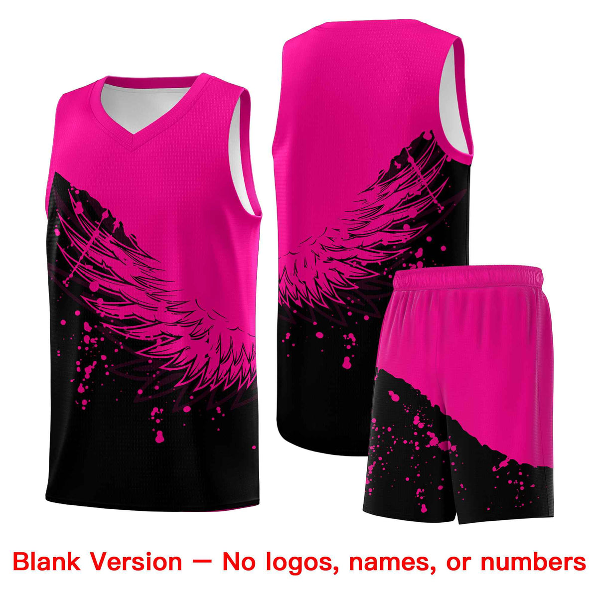 Custom Black Pink Wing Pattern Sports Uniform Basketball Jersey| KXKSHOP